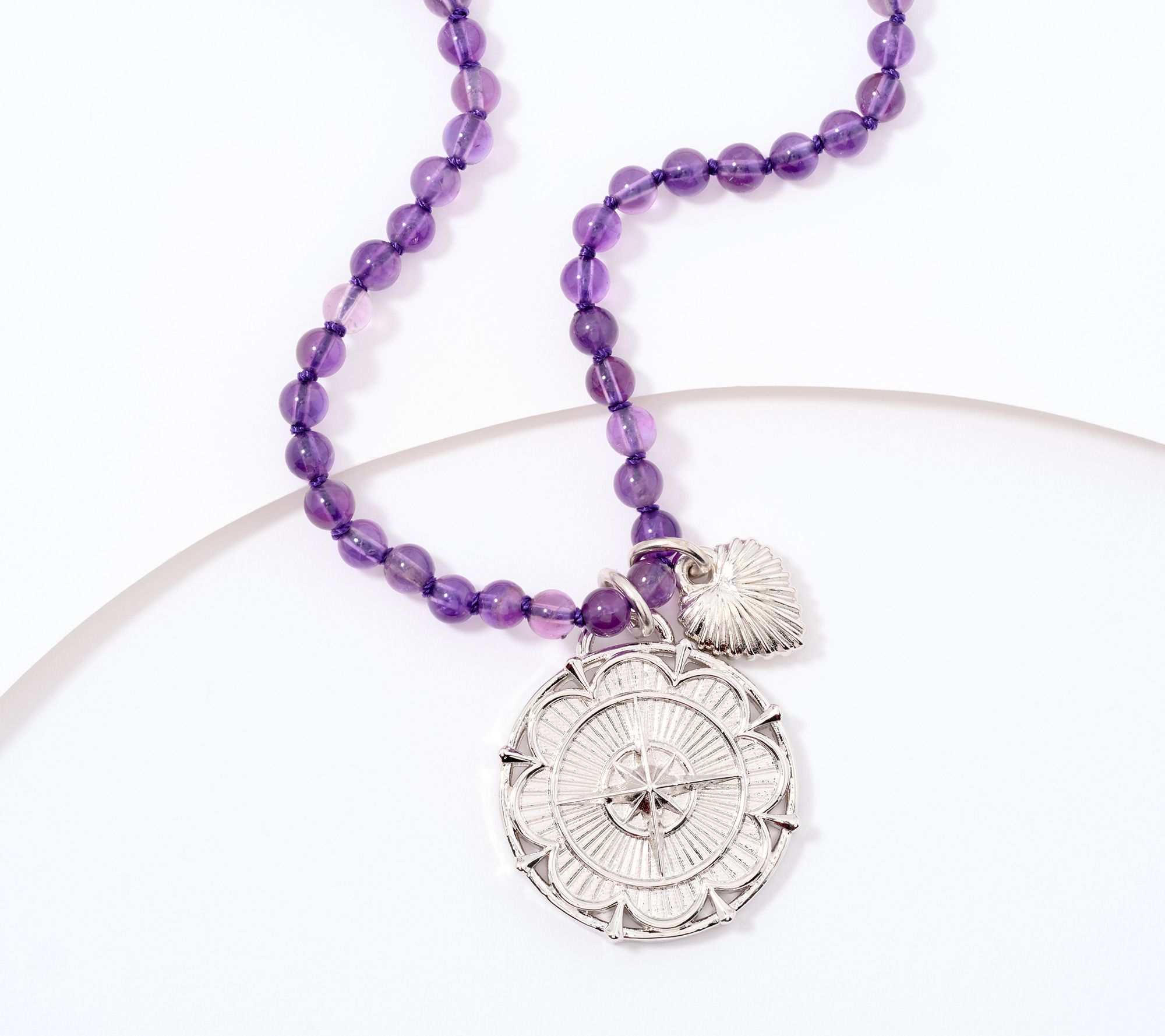 Divinely Guided by Theresa Caputo Amethyst Hand-Knotted Charm Necklace