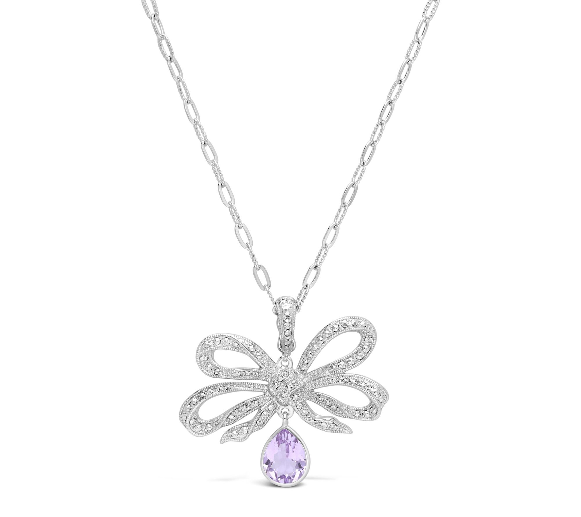 Dallas Prince Sterling Chrome Marcasite & Amethyst Necklace