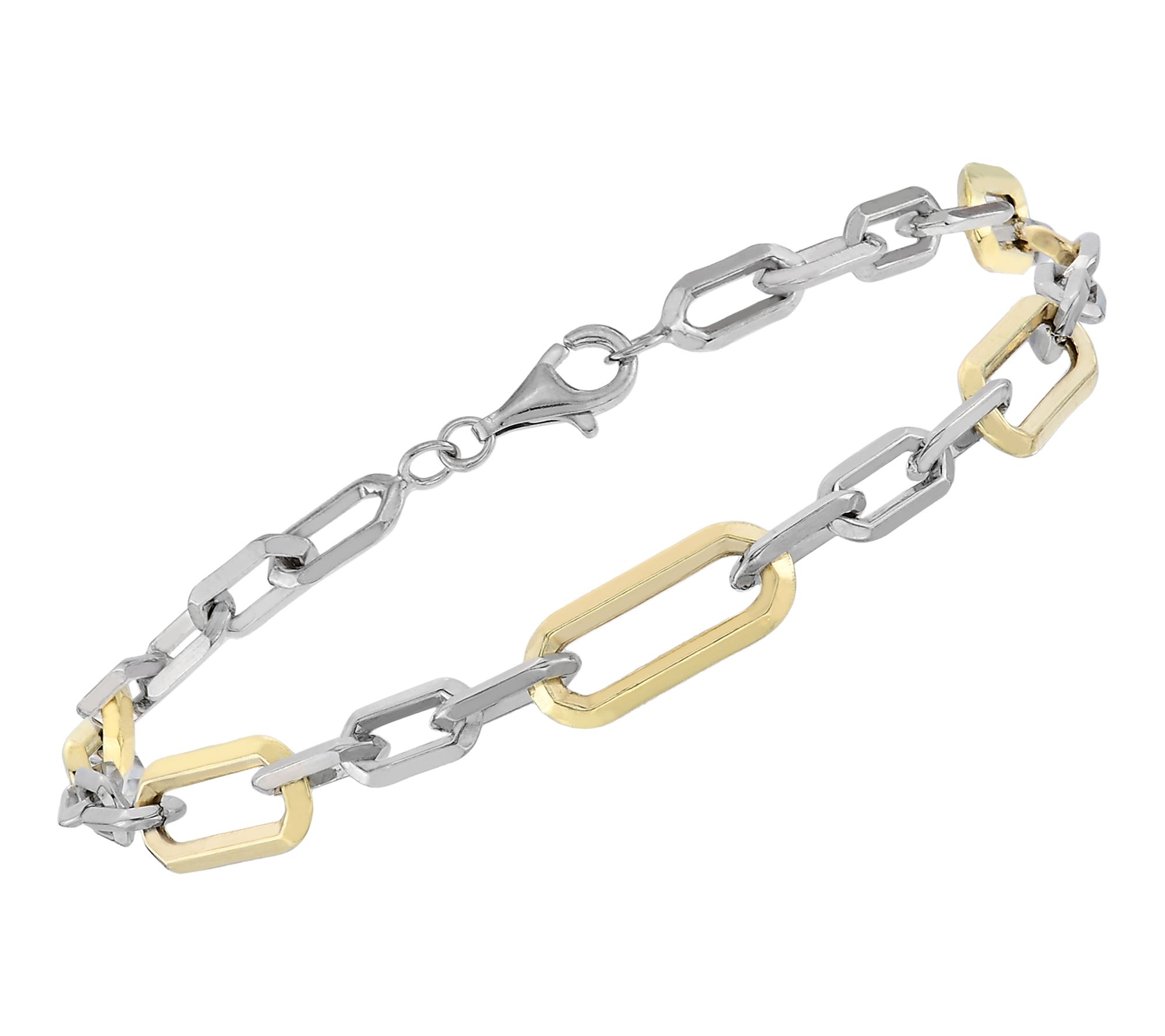 Silver Style Two-Tone Bold Paperclip Link Bracelet, Sterling