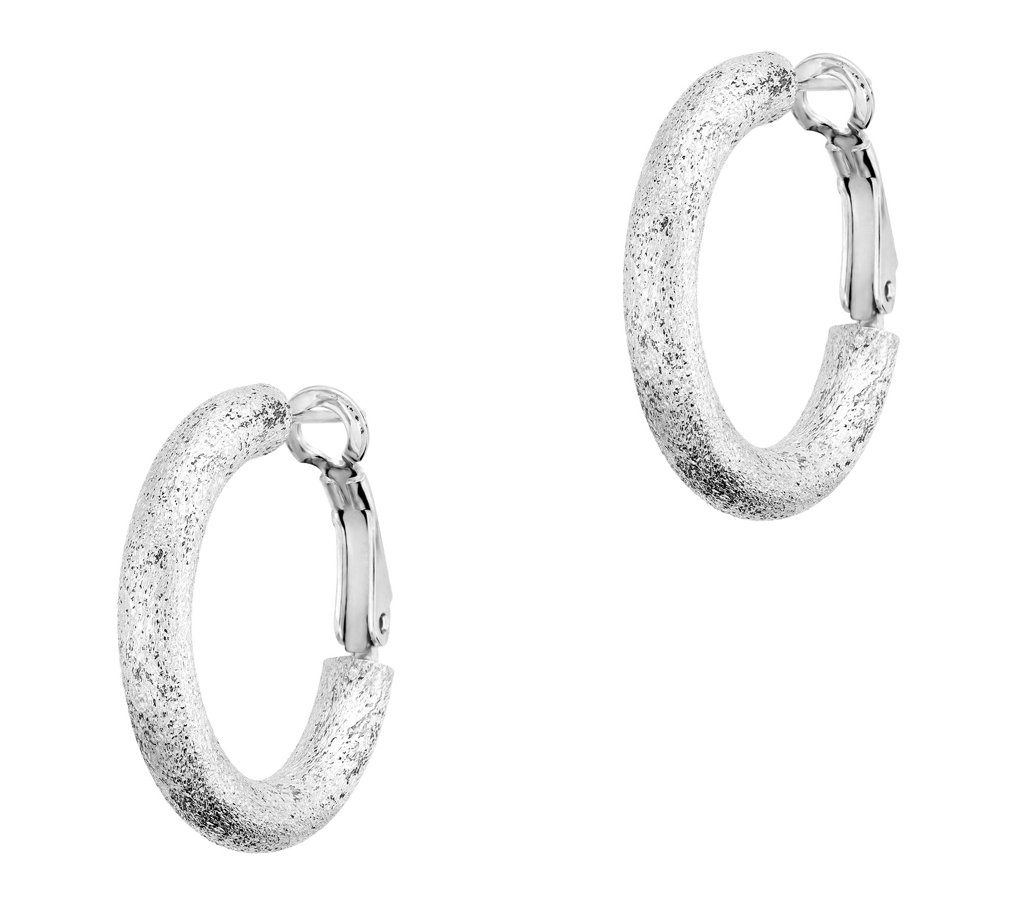 Ultrafine 950 Silver Satin Round 1" Hoop Earrings