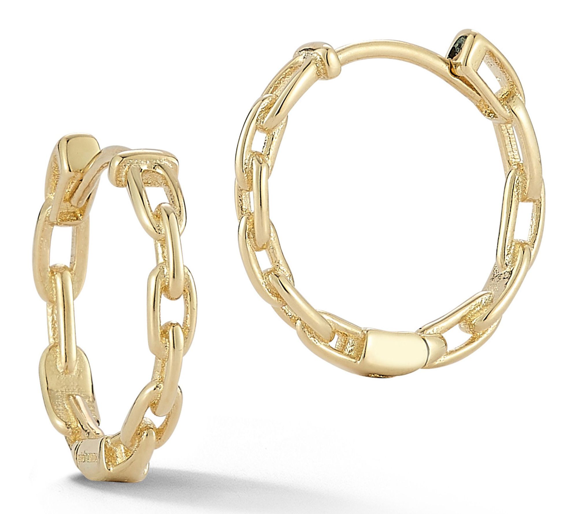 Luminosa Gold Round Link Chain Hoop Earrings, 14K