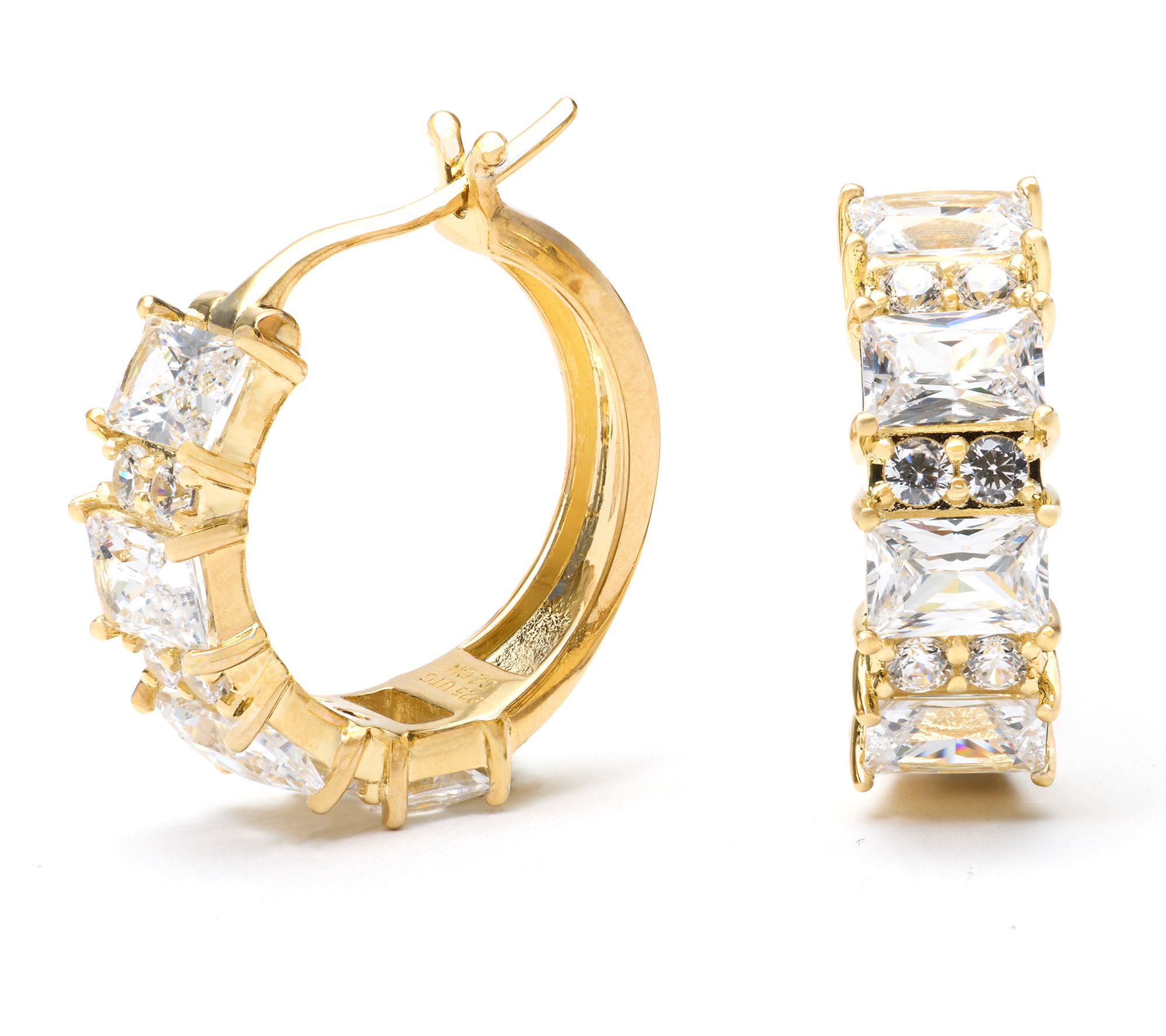  Diamonique x Kathy Levine Travelers 3/4" Hoop Earrings Sterling Silver