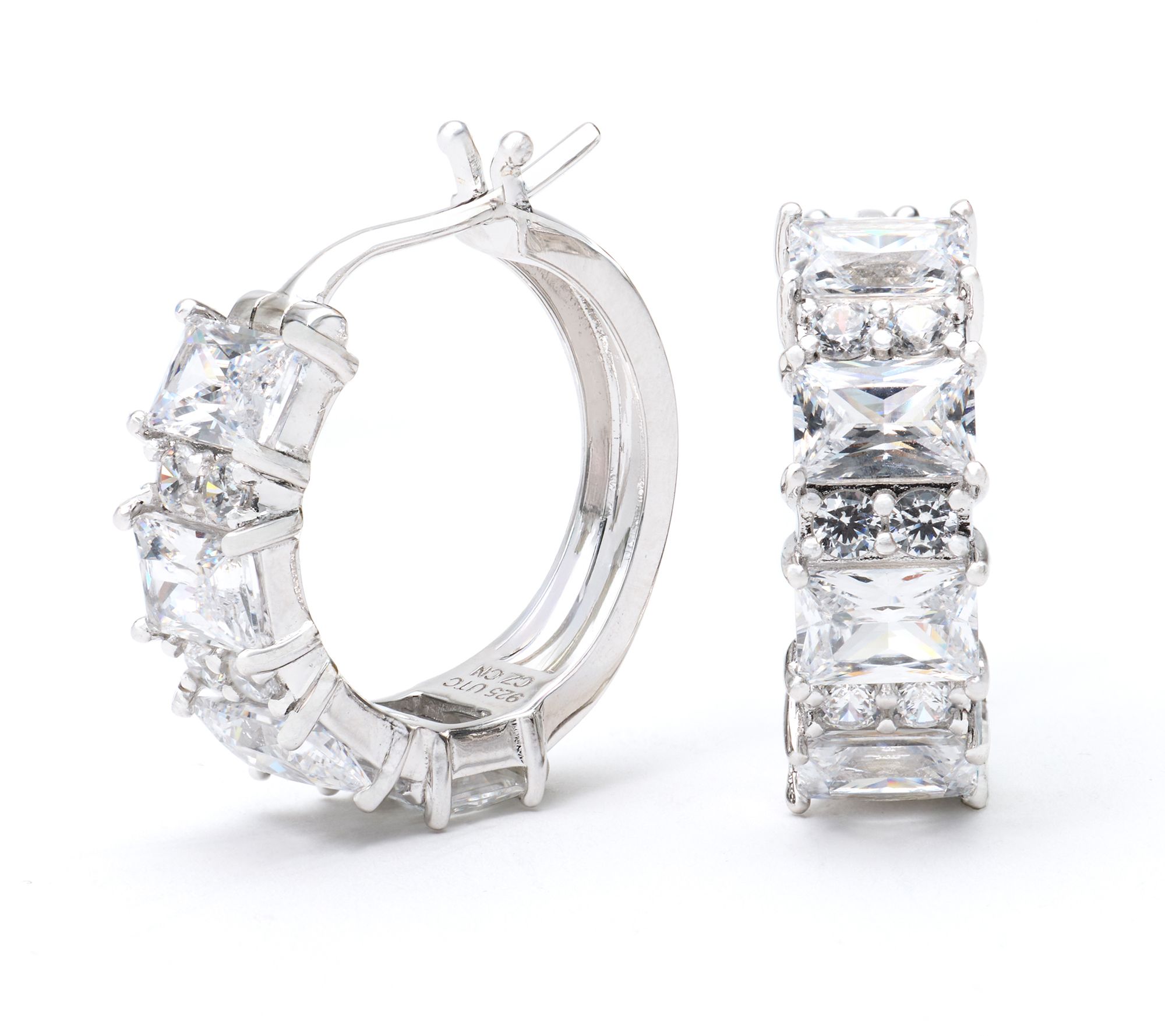 Diamonique x Kathy Levine Travelers 3/4" Hoop Earrings Sterling Silver