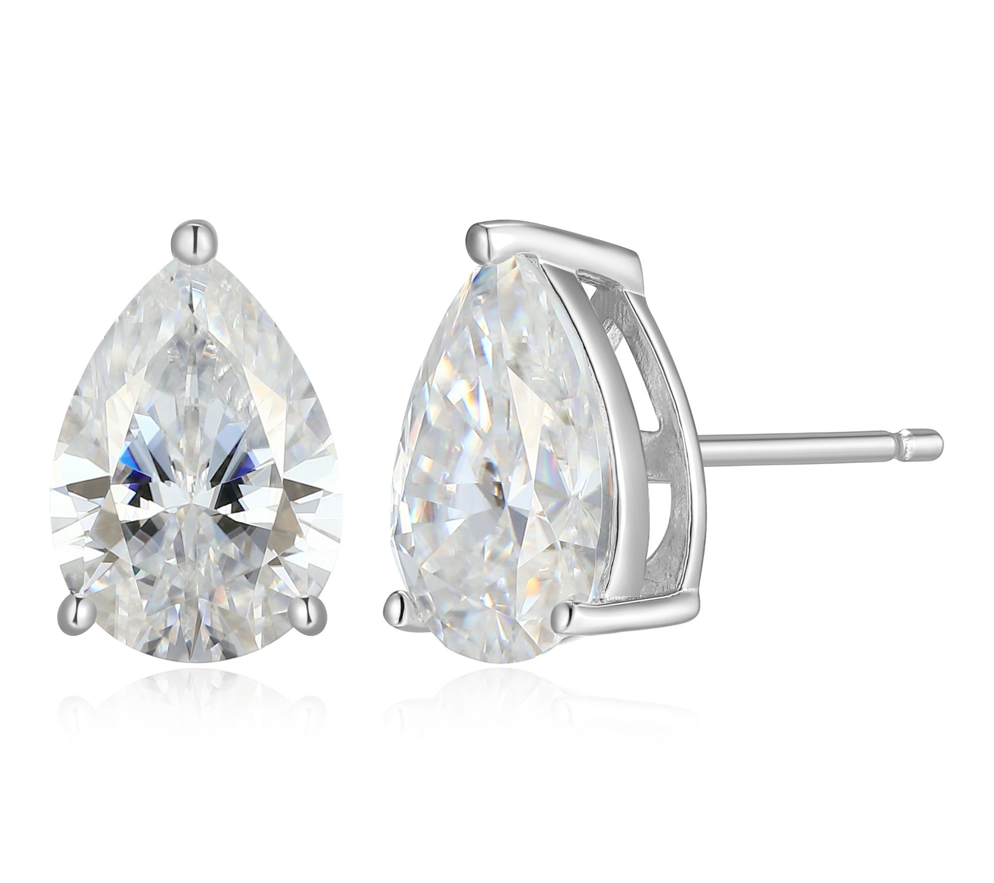 Moissanite 3.85 cttw Pear Cut Stud Earrings, Strling Silver
