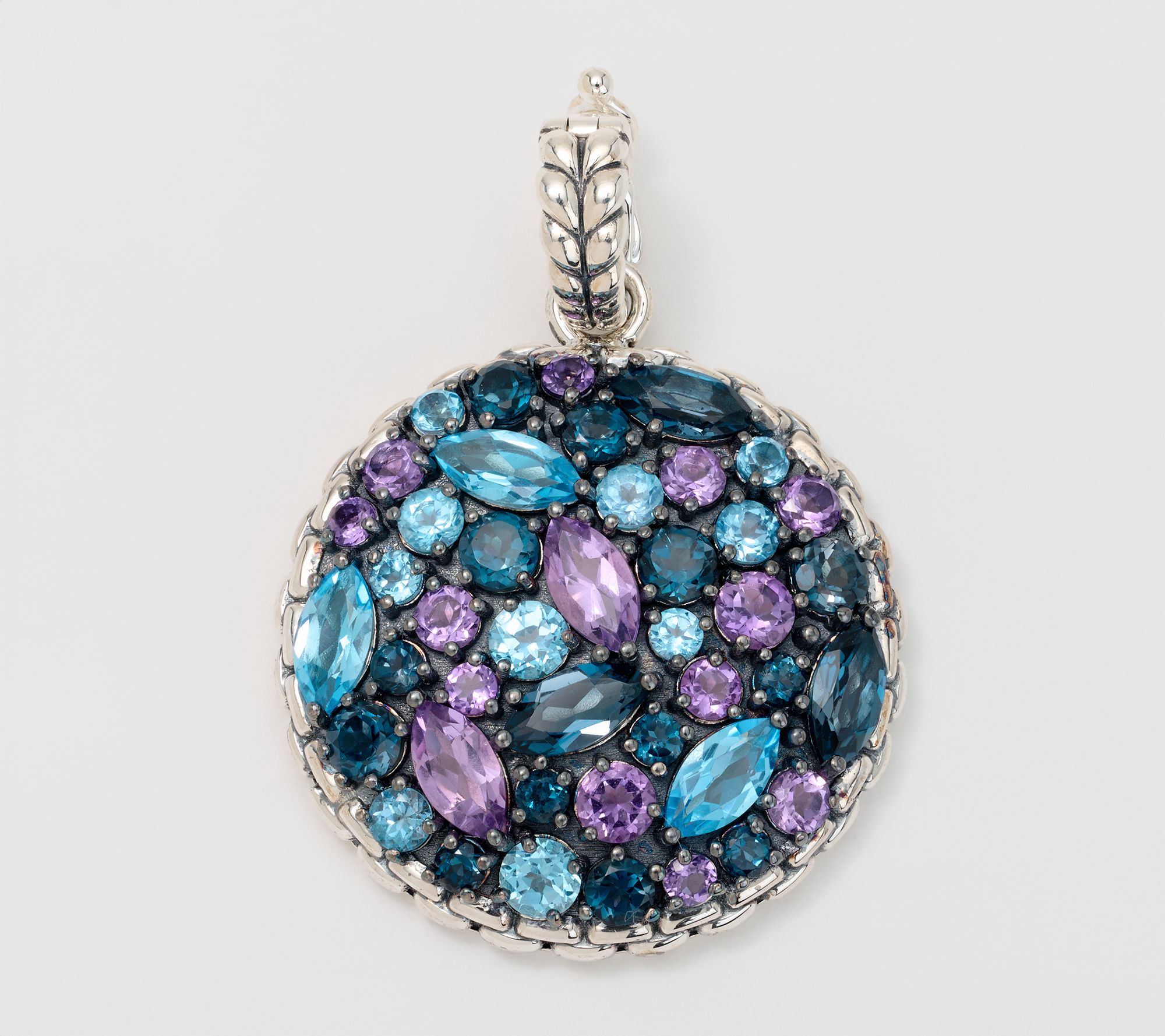 JAI Sterling Silver Multi-Gemstone Disc Enhancer, 7g