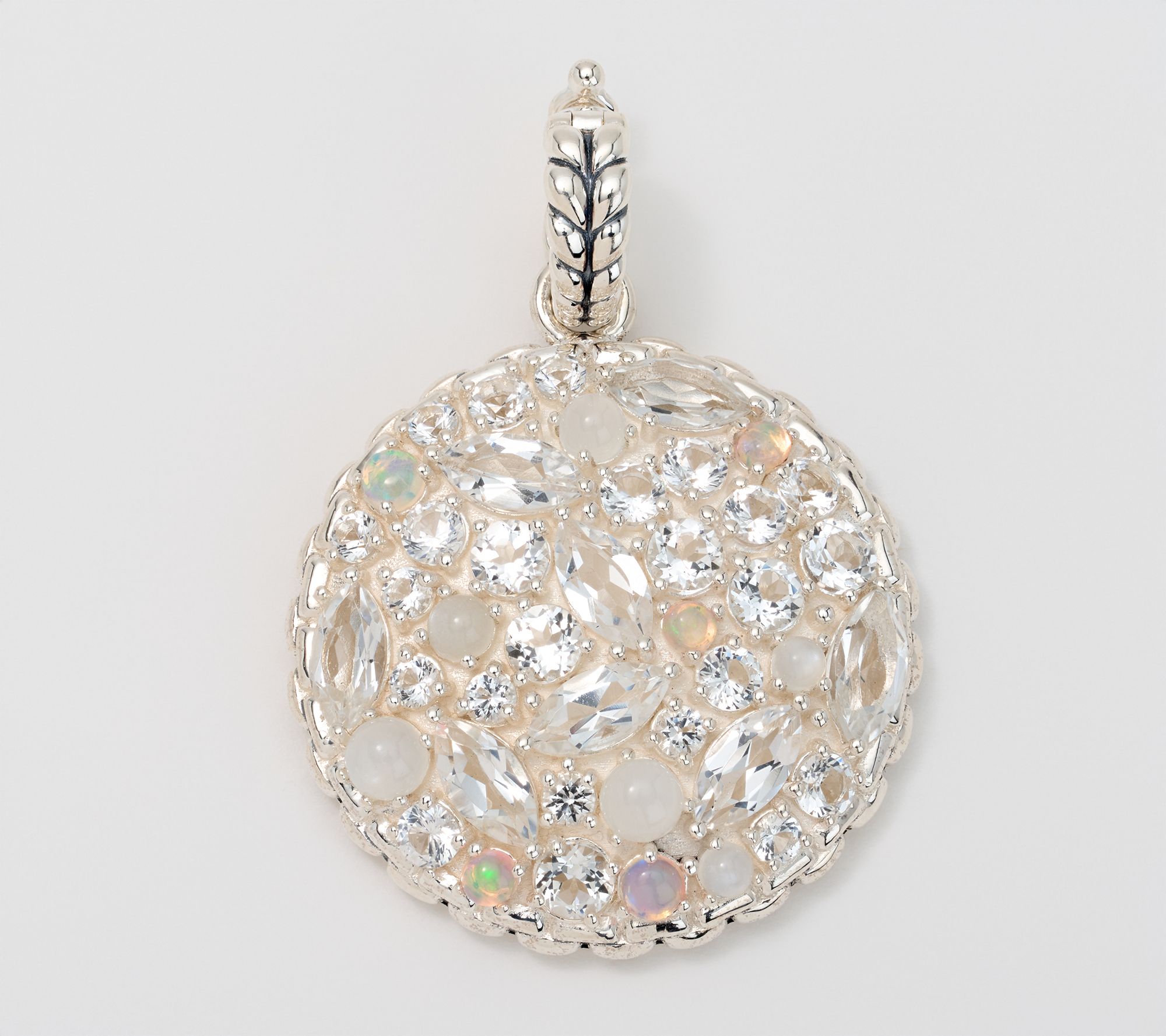 JAI Sterling Silver Multi-Gemstone Disc Enhancer, 7g