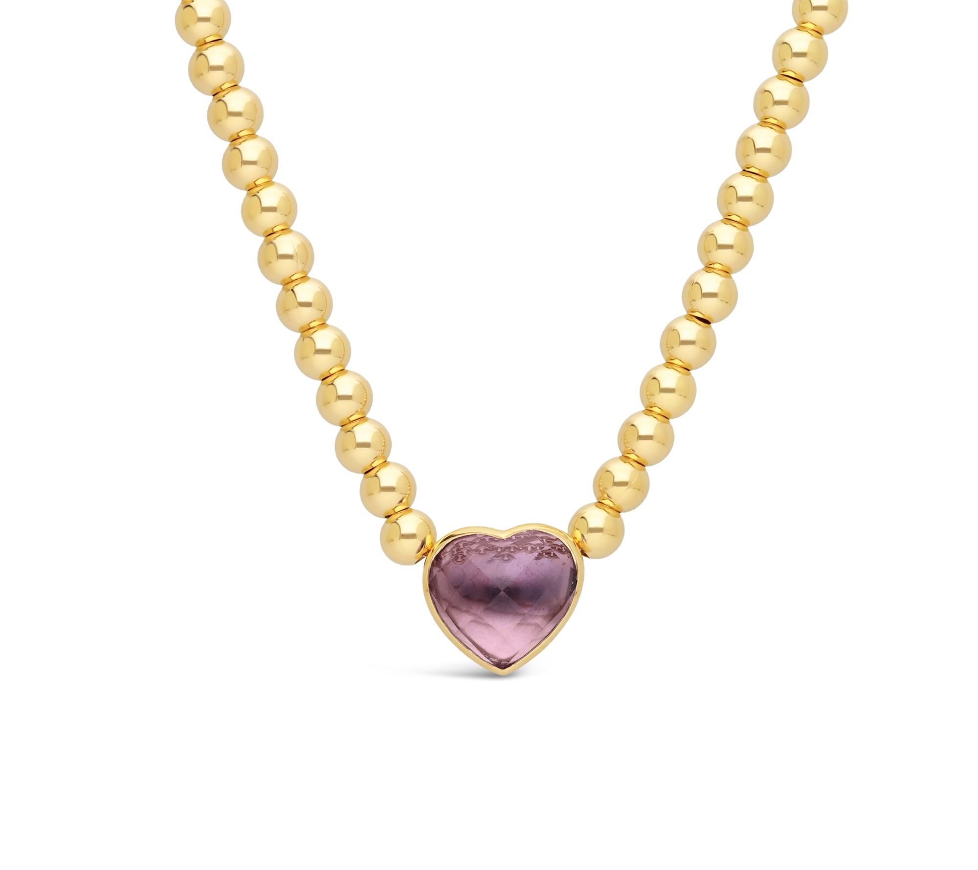 Elyse Ryan 14K Gold Clad Amethyst Heart BeadedNecklace