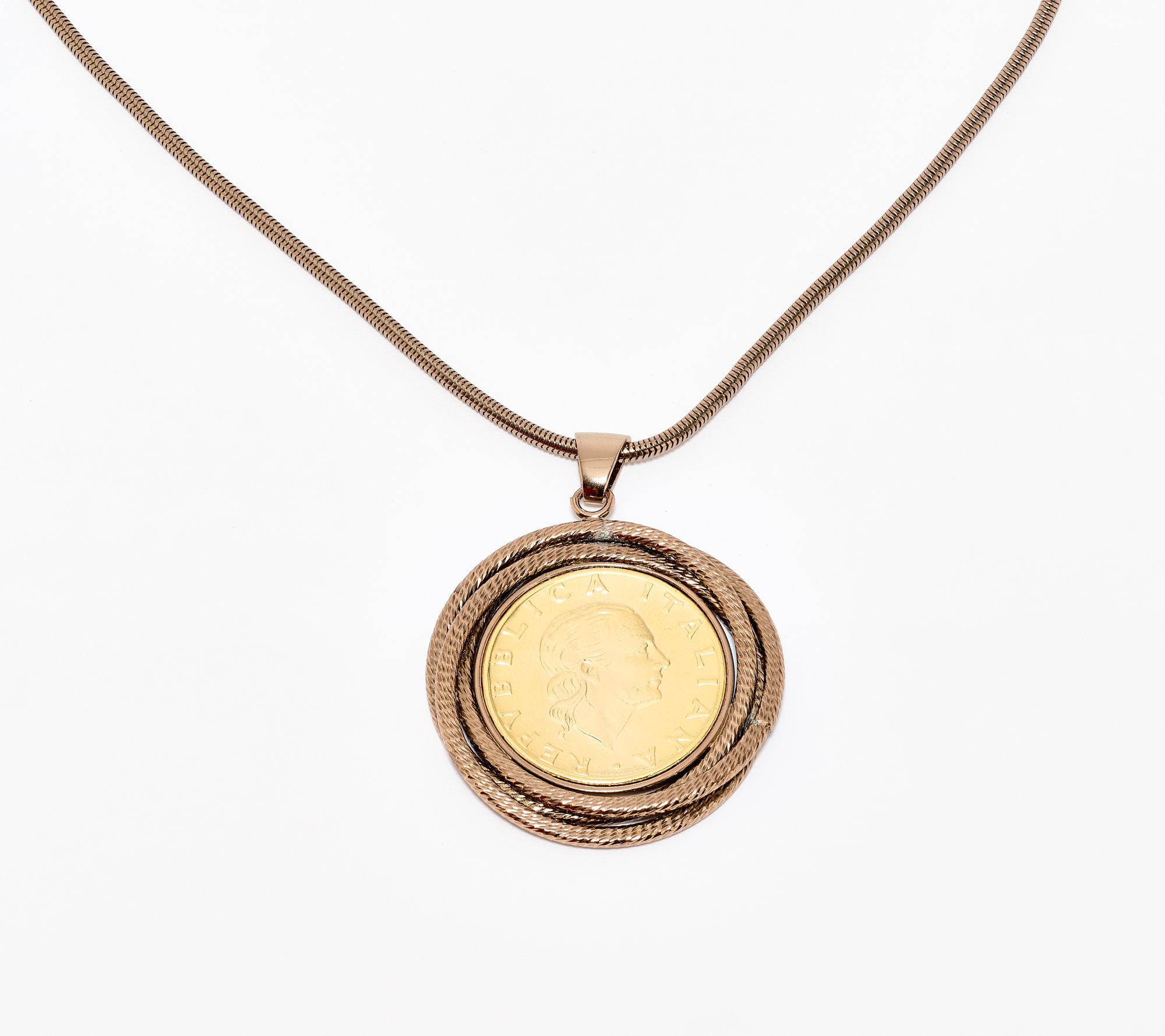 "As Is" David Markstein Bronze Triple Wrapped 200 Lira Necklace