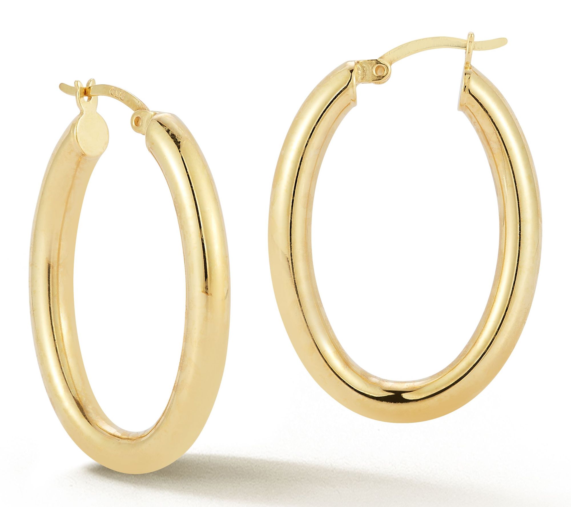 Sterlina Silver Polished Oval Hoop Earrings, Sterling