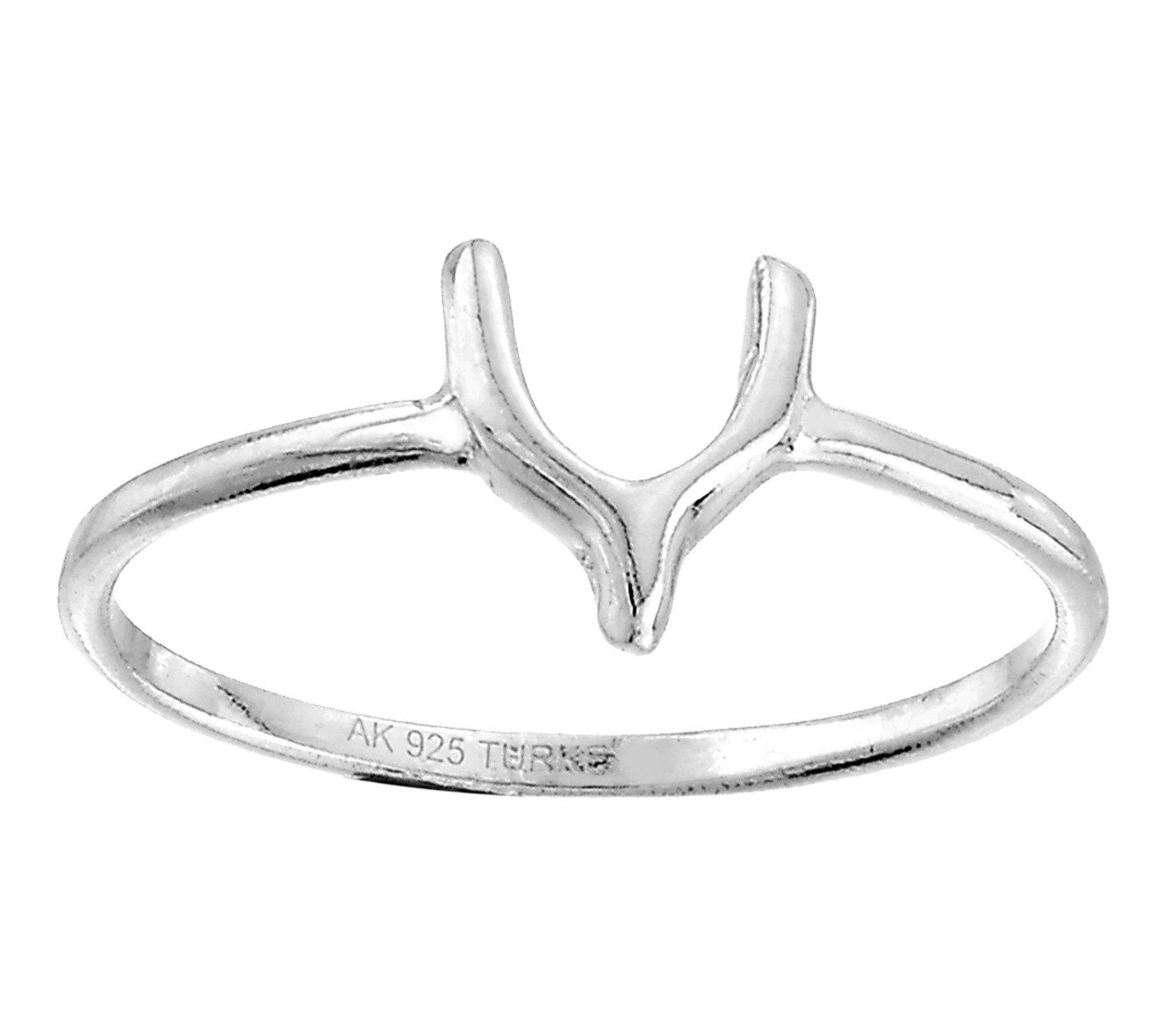 Silver Style Wishbone Design Band Ring, Sterling Silver