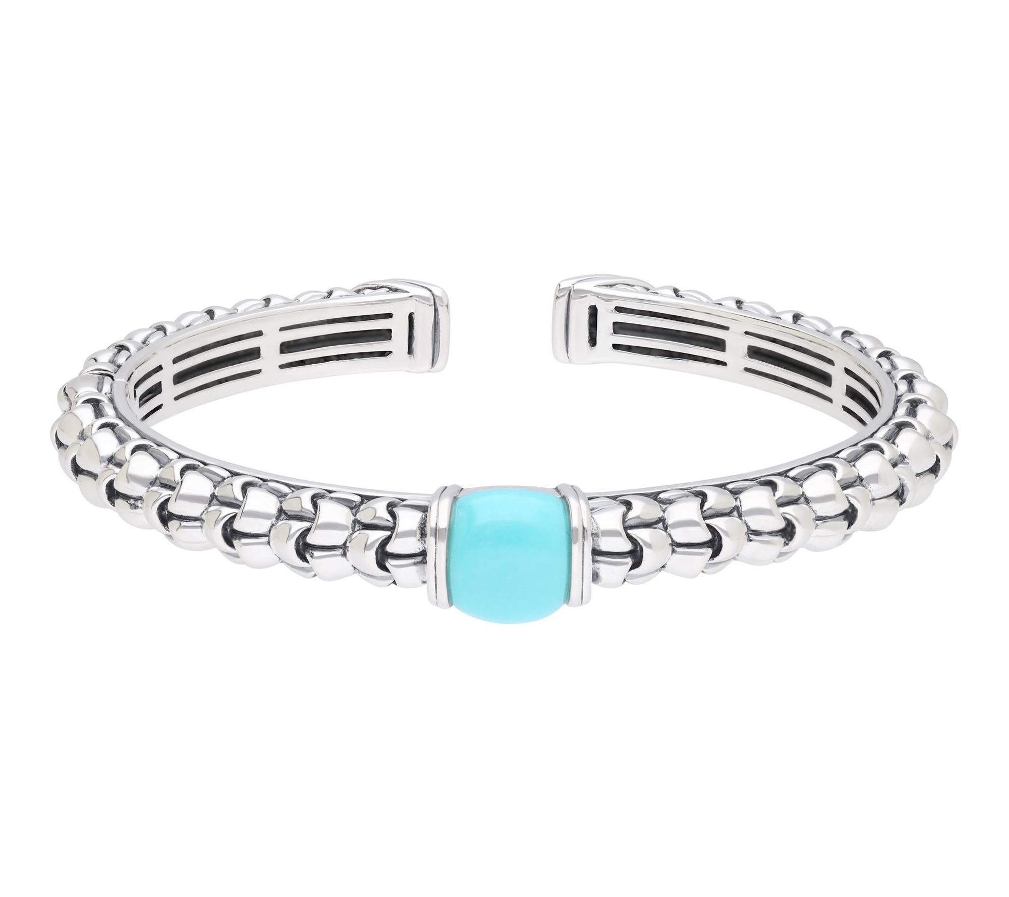 Tiffany Kay Studio Sterling Turquoise Purl KnitHinged Cuff