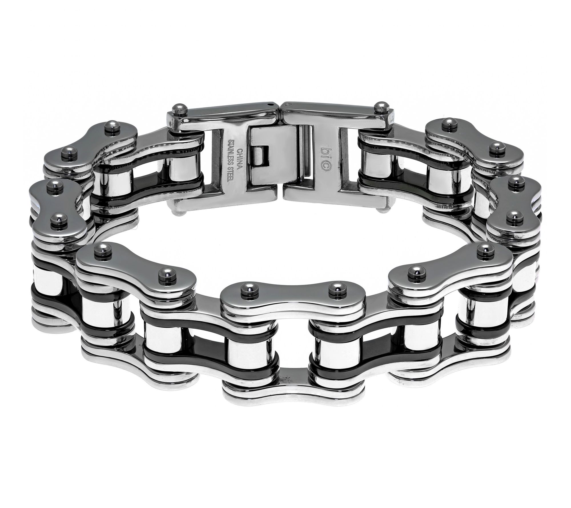 LYNX Men's Stainless Steel Black IP Bicycle Chain Bracelet