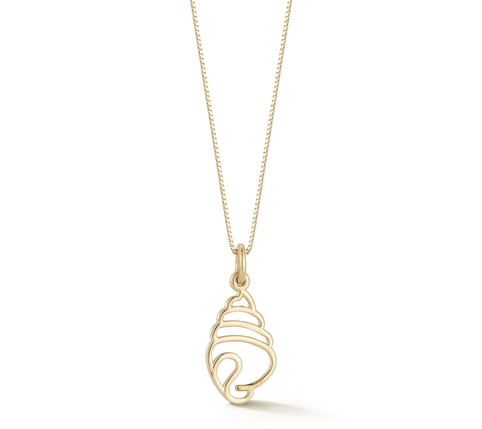 Italian Gold Swirly Shell Pendant w/ Chain, 14K