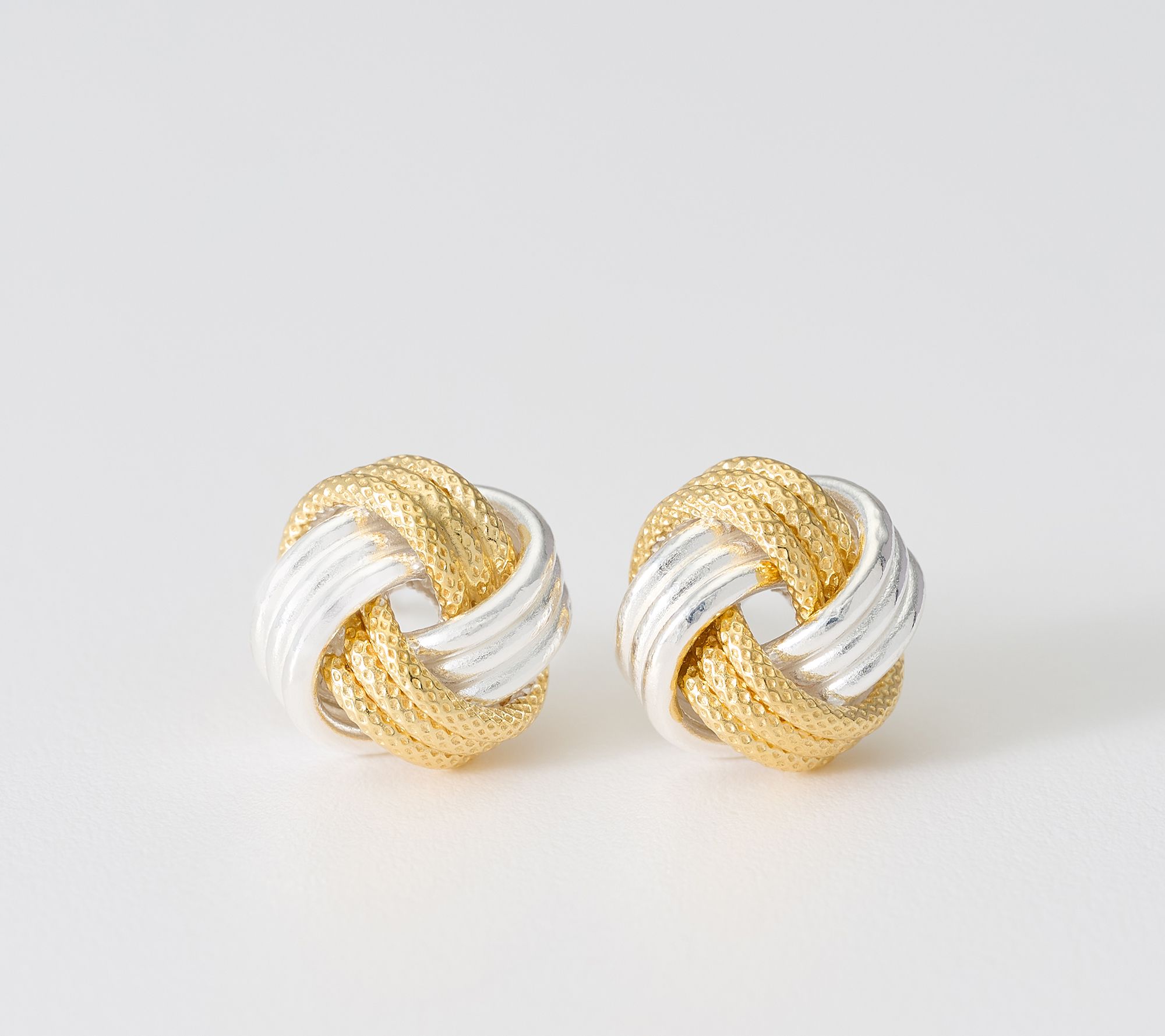  Ultrafine 950 Polished & Textured Knot Stud Earrings