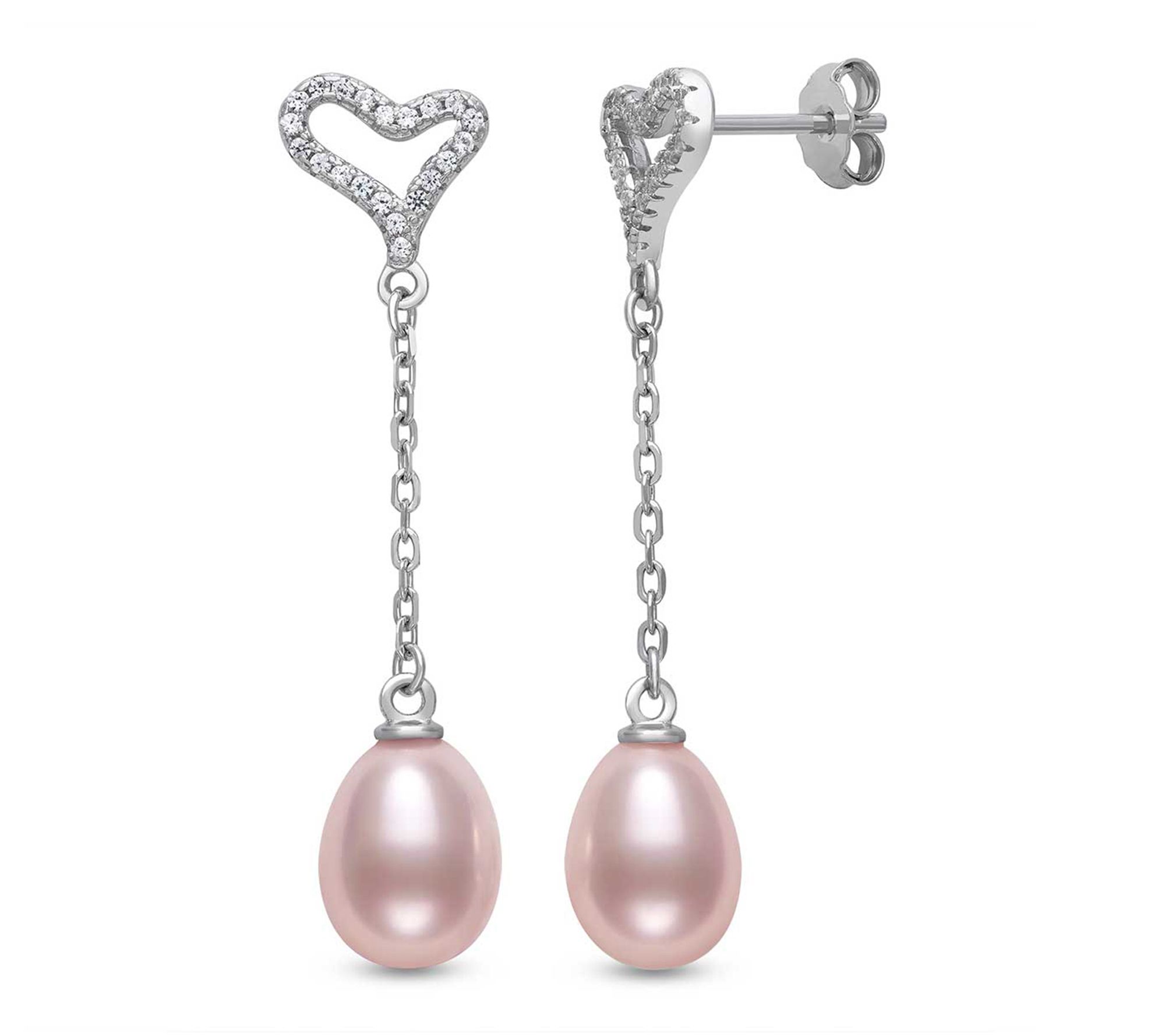 Amour De Pearl Cultured Pearl Heart Dangle Earrings, Sterling