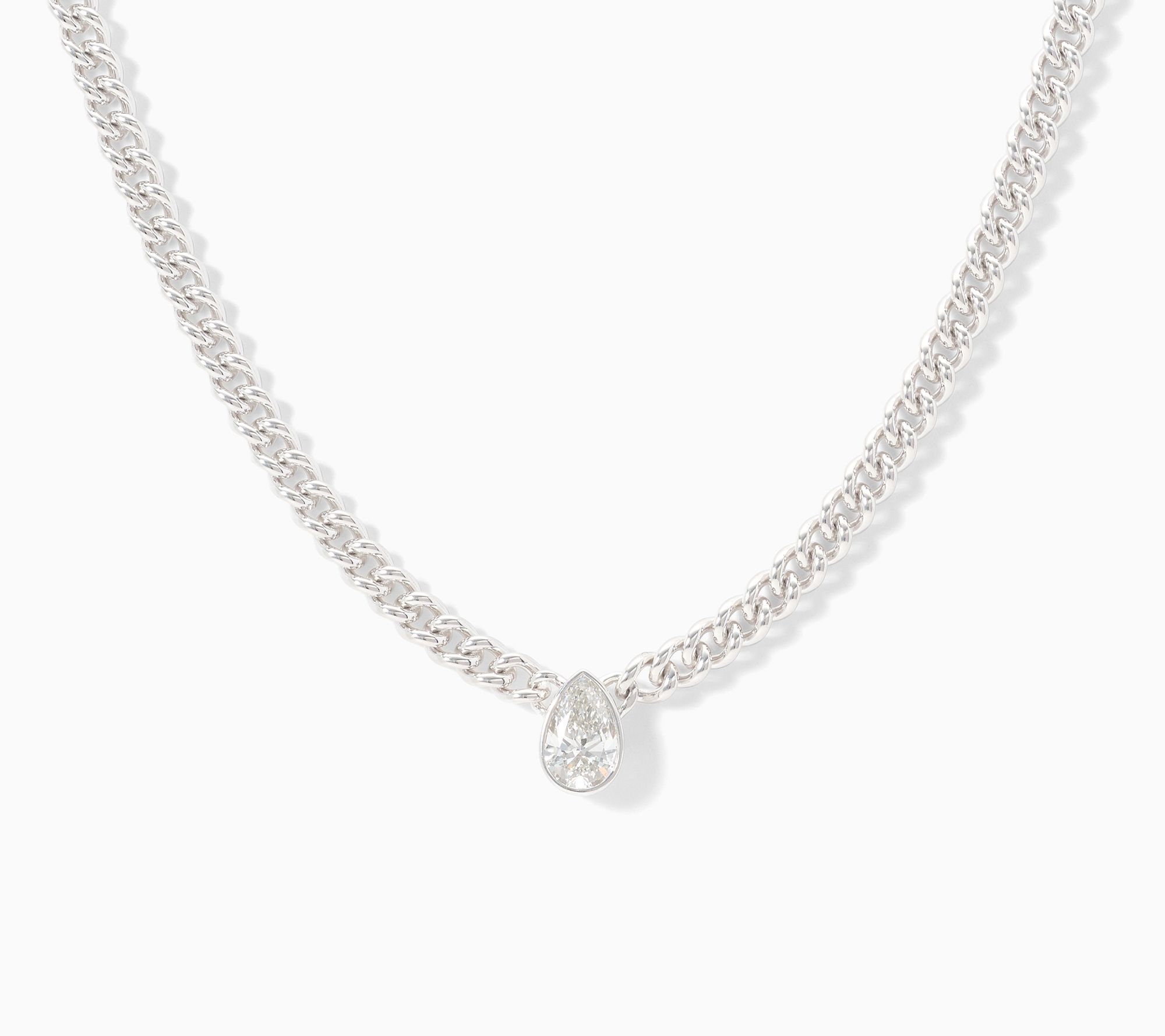 Fire Light Lab Grown Diamonds 2 ctw Pear Cut Curb Necklace