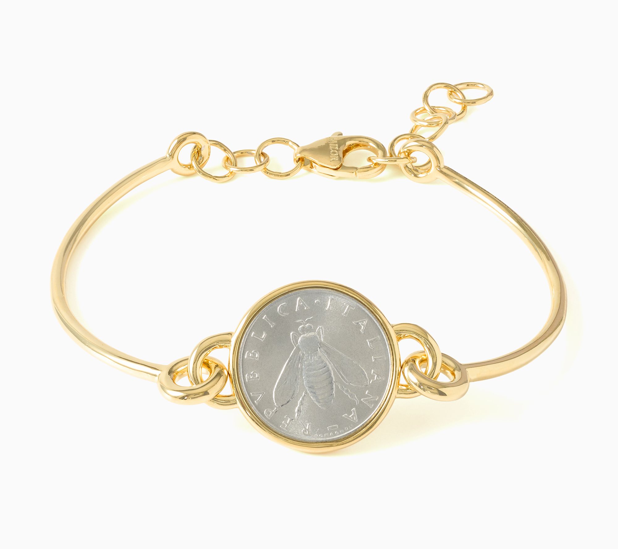  David Markstein Bronze Luxe Bee Lira Coin Bangle Bracelet