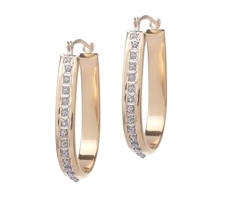 Diamond Fascination Hoop Earrings, 14K Yellow Gold