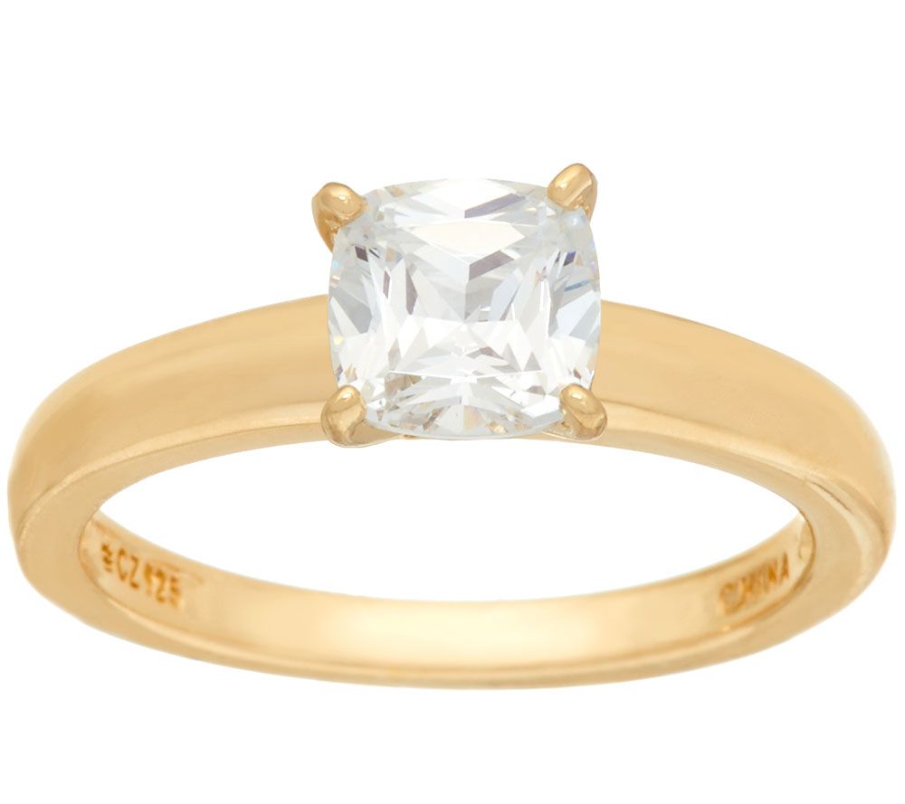 Diamonique 1.00 cttw Solitaire Ring, 14K Yellow Clad