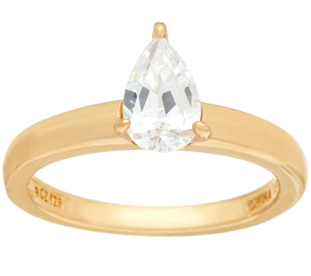Diamonique 1.00 cttw Solitaire Ring, 14K Yellow Clad