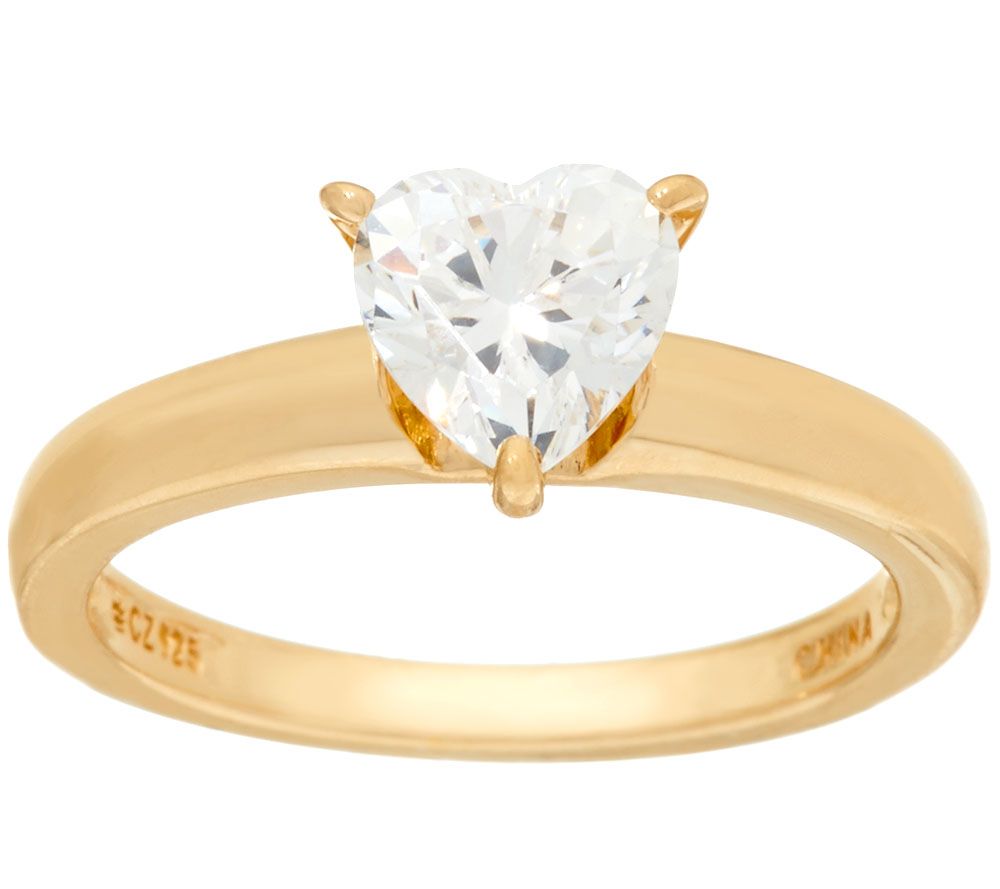 Diamonique 1.00 cttw Solitaire Ring, 14K Yellow Clad