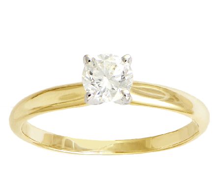 Affinity 1/2 ct Diamond Solitaire Ring, 14K Y ellow Gold - QVC.com