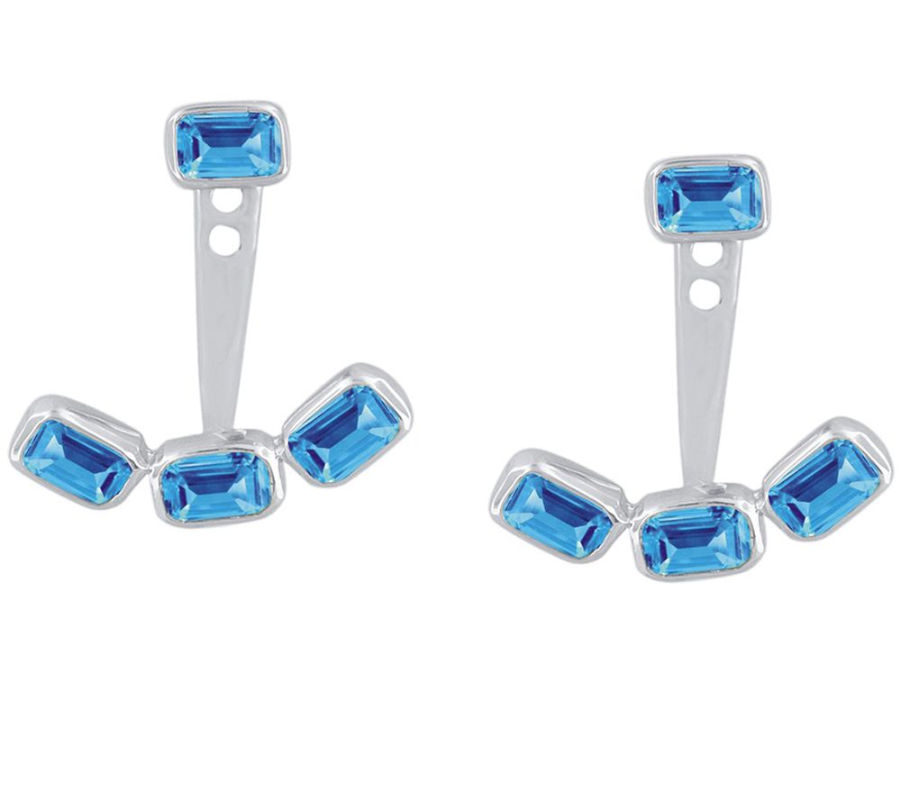 Sterling & Gemstone Emerald-Cut Earring Jackets