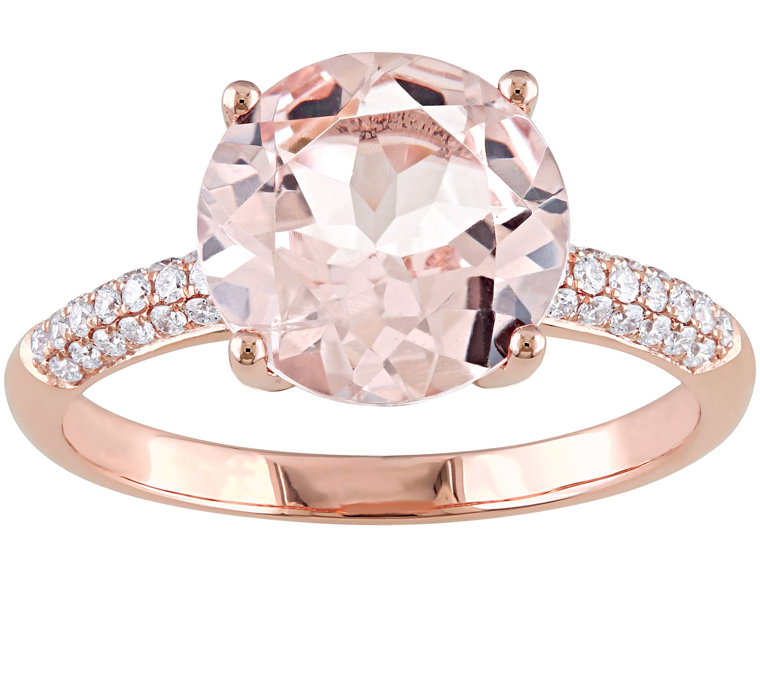 3.55 ct Morganite and 1/7 cttw Diamond Ring, 14K Rose Gold - QVC.com