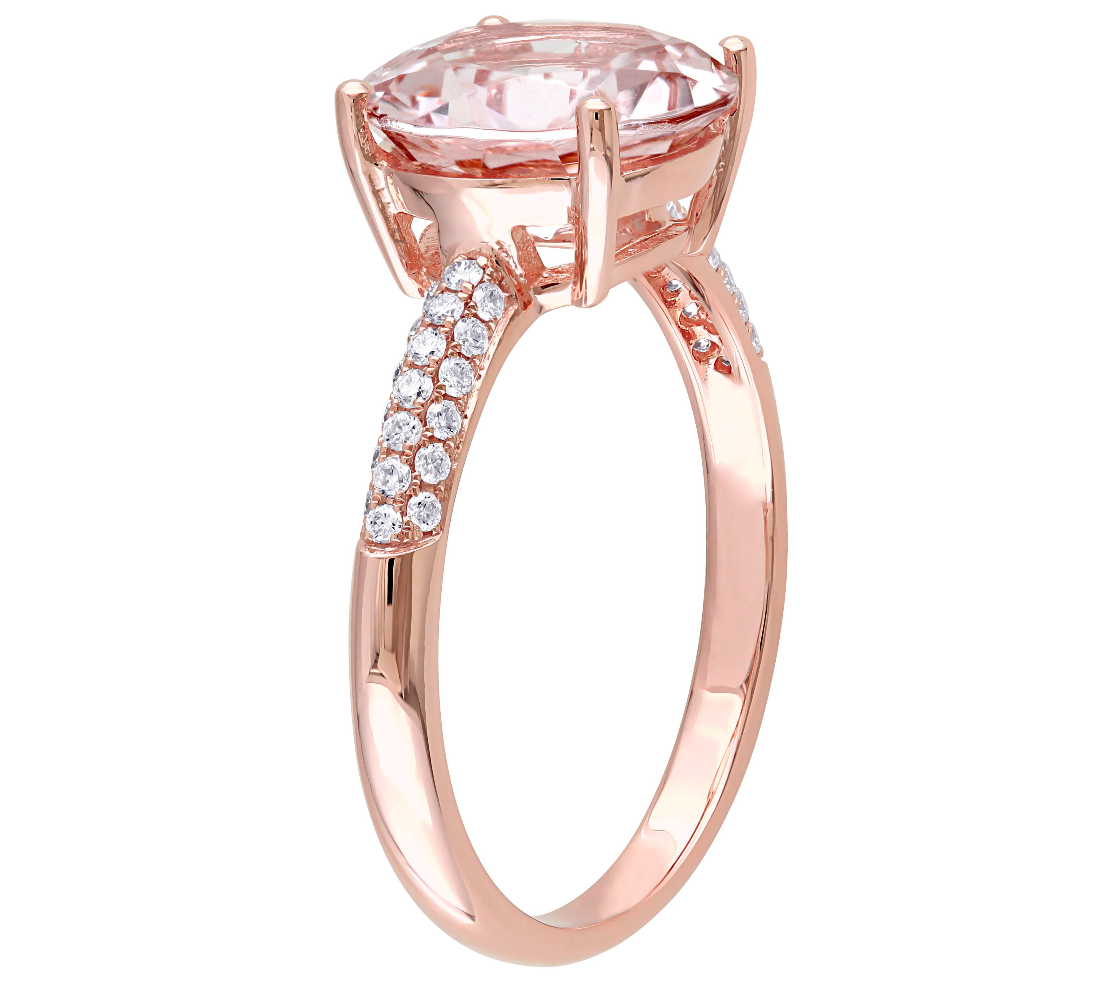 3.55 ct Morganite and 1/7 cttw Diamond Ring, 14K Rose Gold - QVC.com