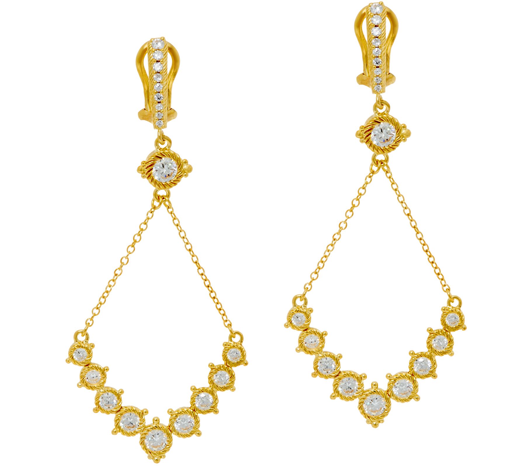 Judith Ripka Sterling/14K Clad Diamonique Swing Earrings - QVC.com