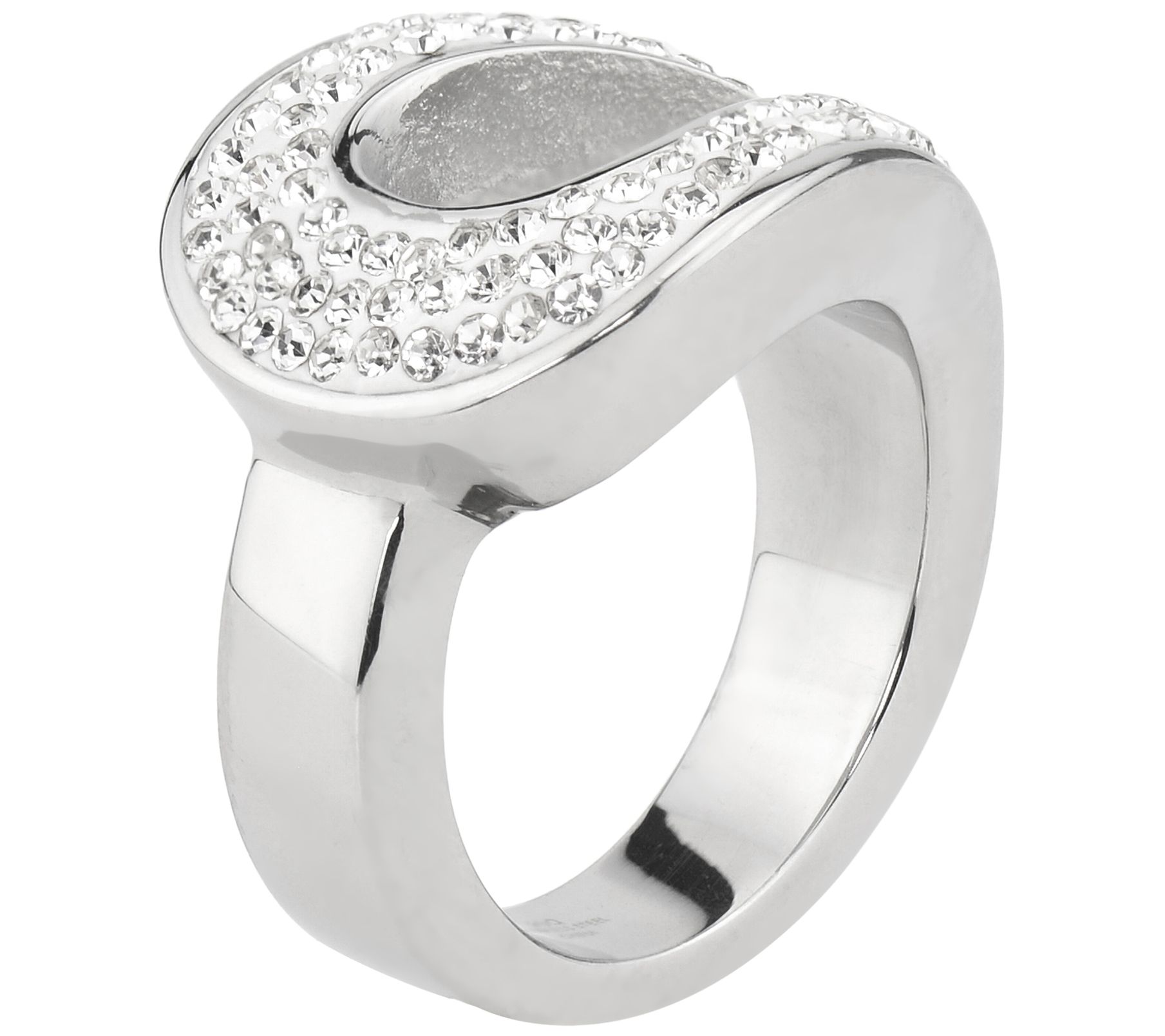 Steel by Design Crystal Swirl Ring