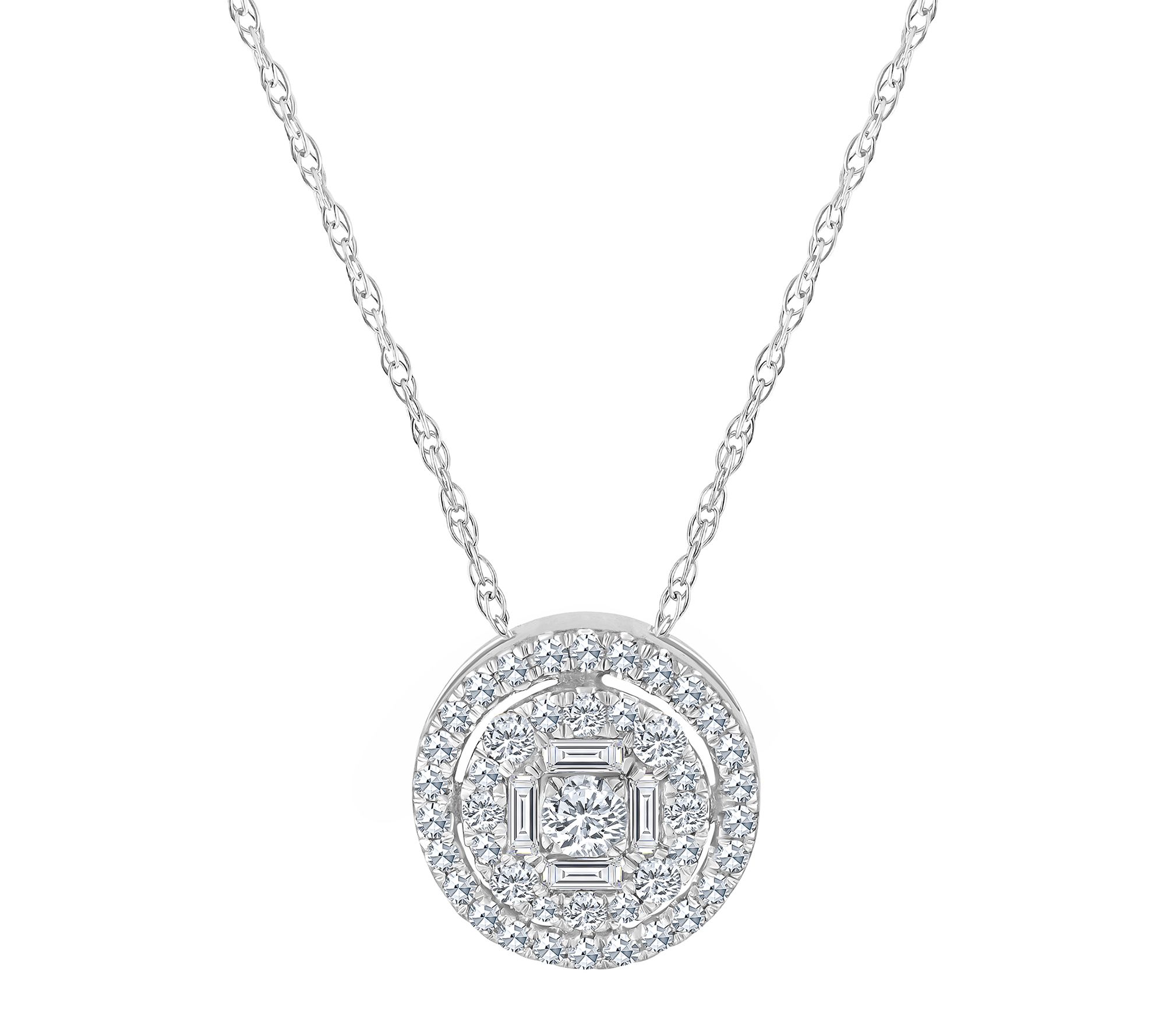 Affinity 0.25 cttw Diamond Round Cluster Pendant, 14K Gold