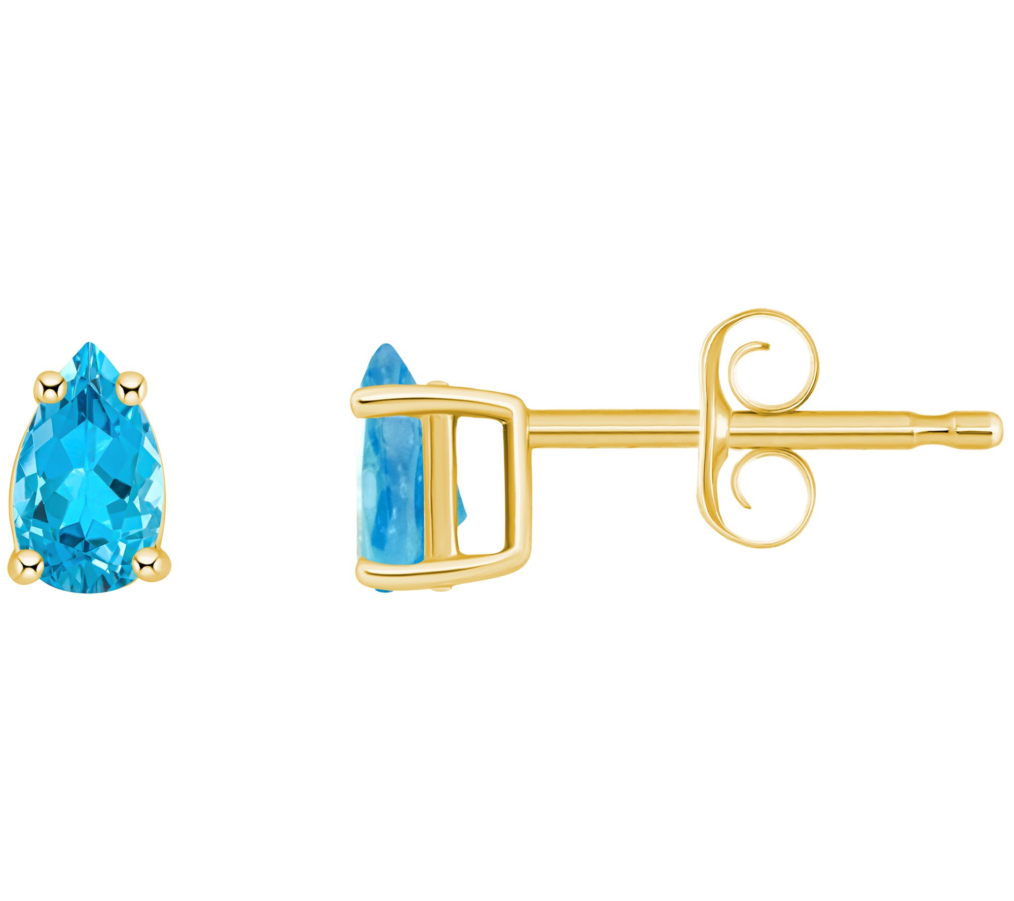 14K Gold Pear Shape 0.55 cttw Blue Topaz Stud Earrings
