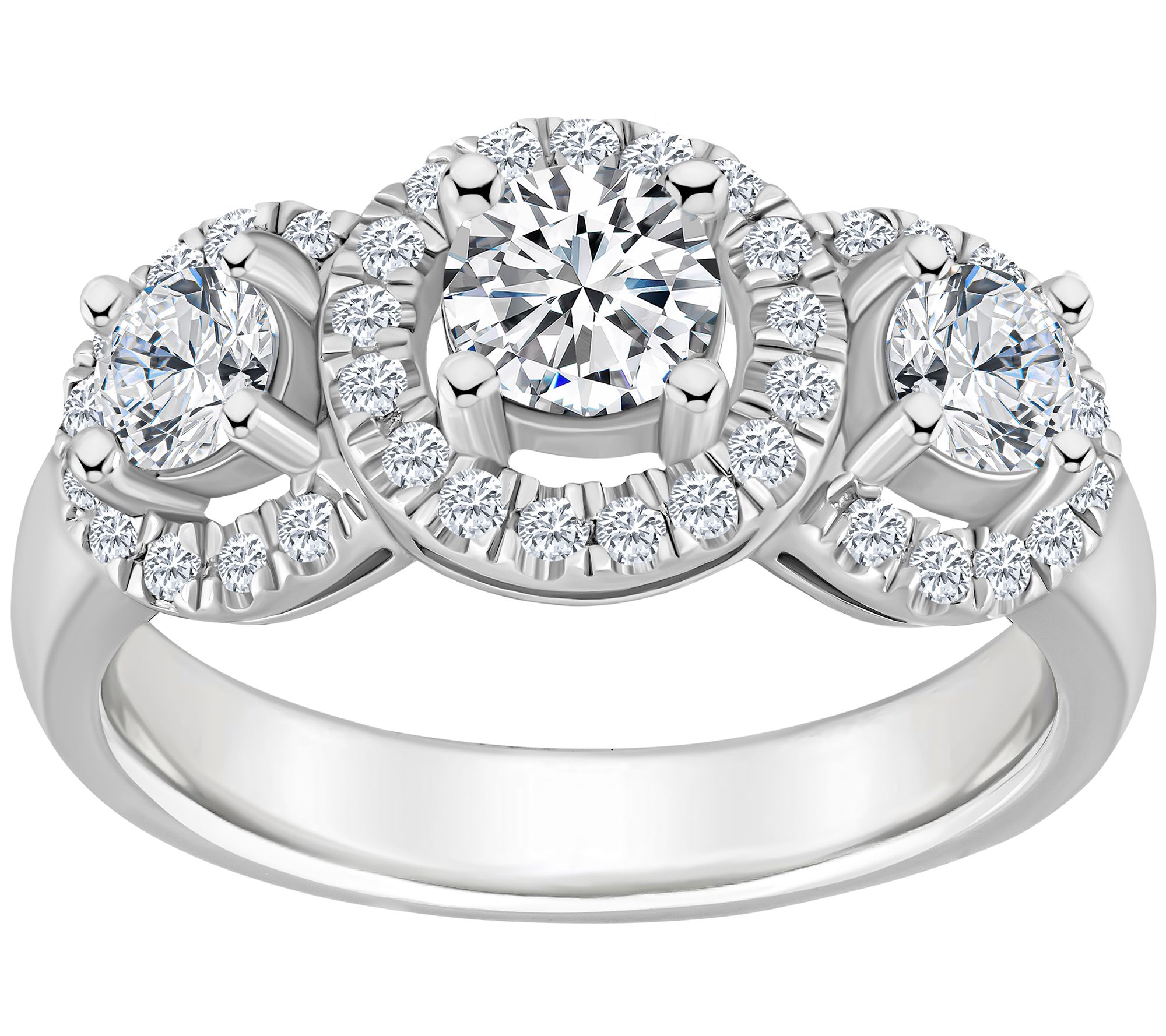 Affinity 1.25 cttw Diamond Halo 3-Stone Ring, 1 4K Gold