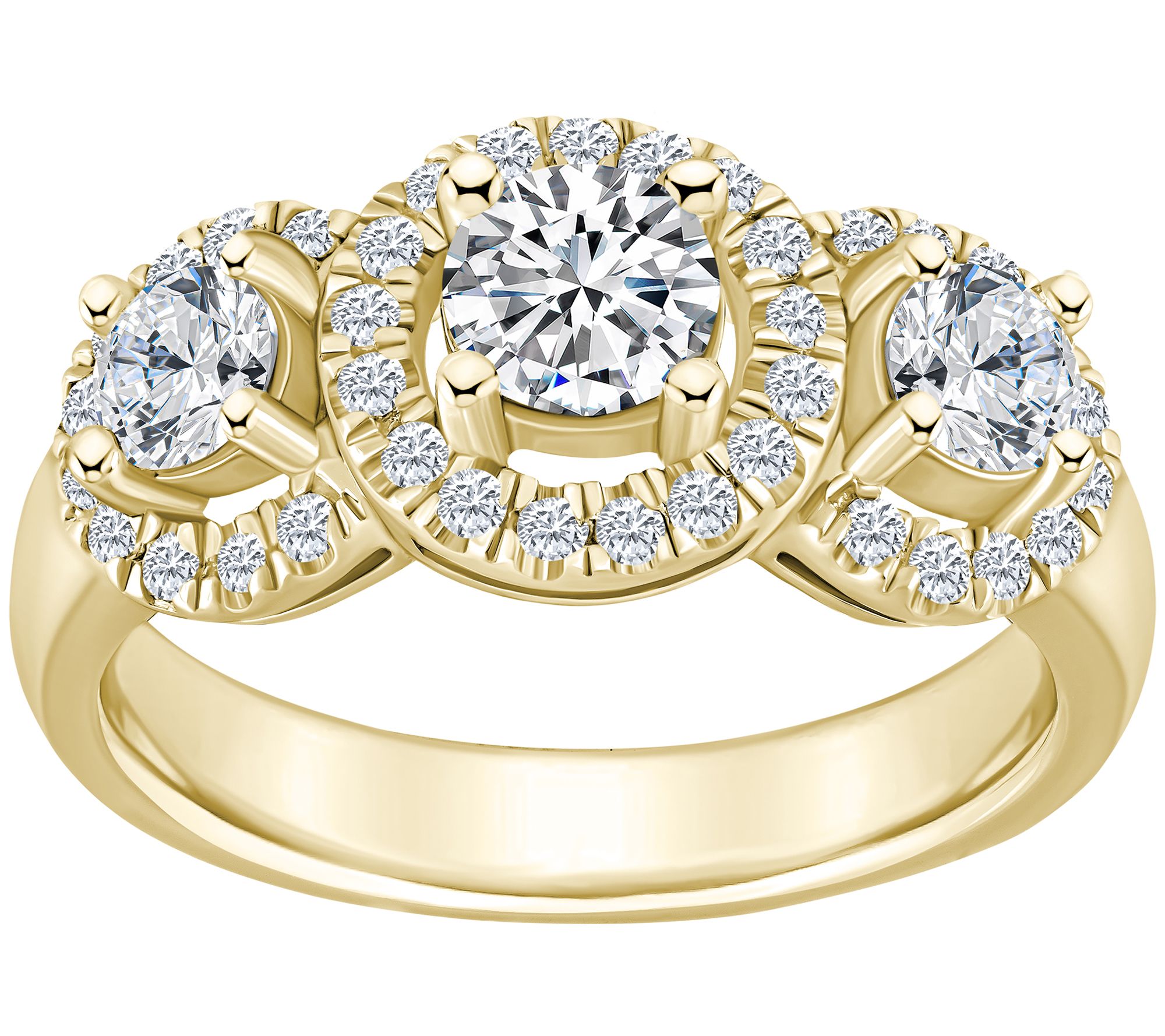 Affinity 1.25 cttw Diamond Halo 3-Stone Ring, 1 4K Gold