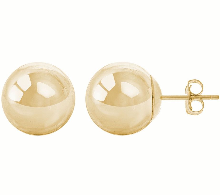 14K Gold 10mm Ball Stud Earrings - QVC.com