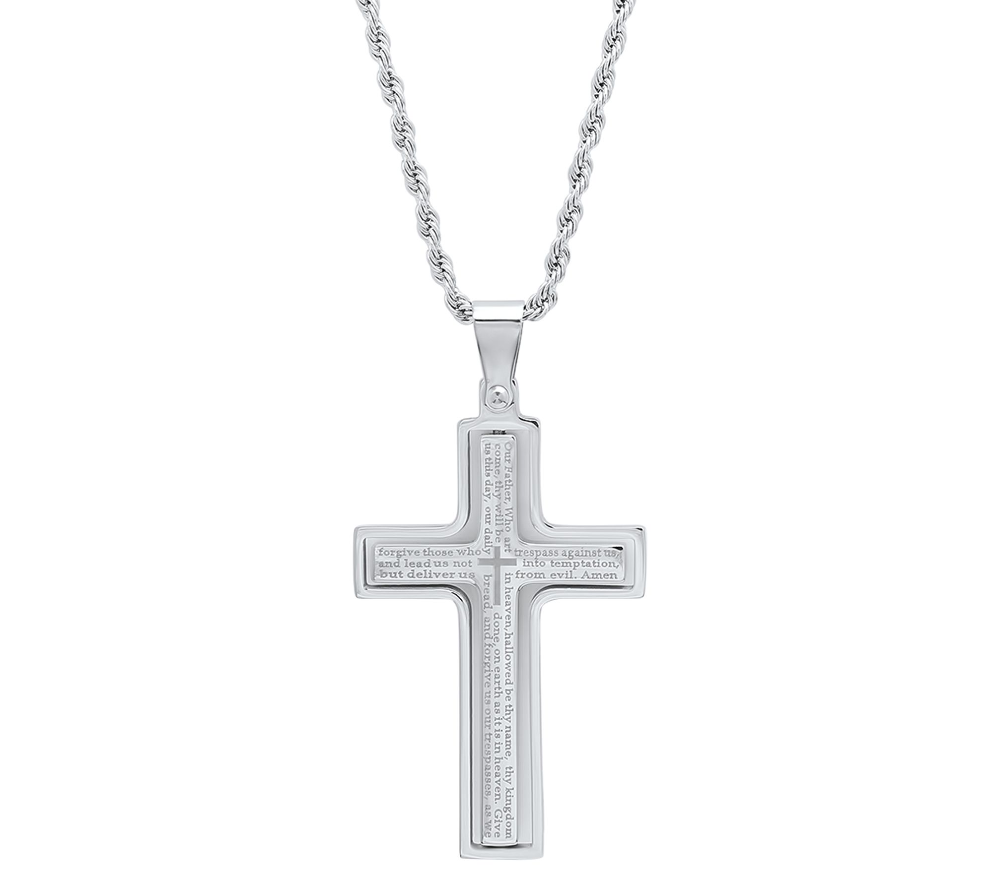 Steel by Design Men's Spinning Prayer Cross Pen dant w/ Chain