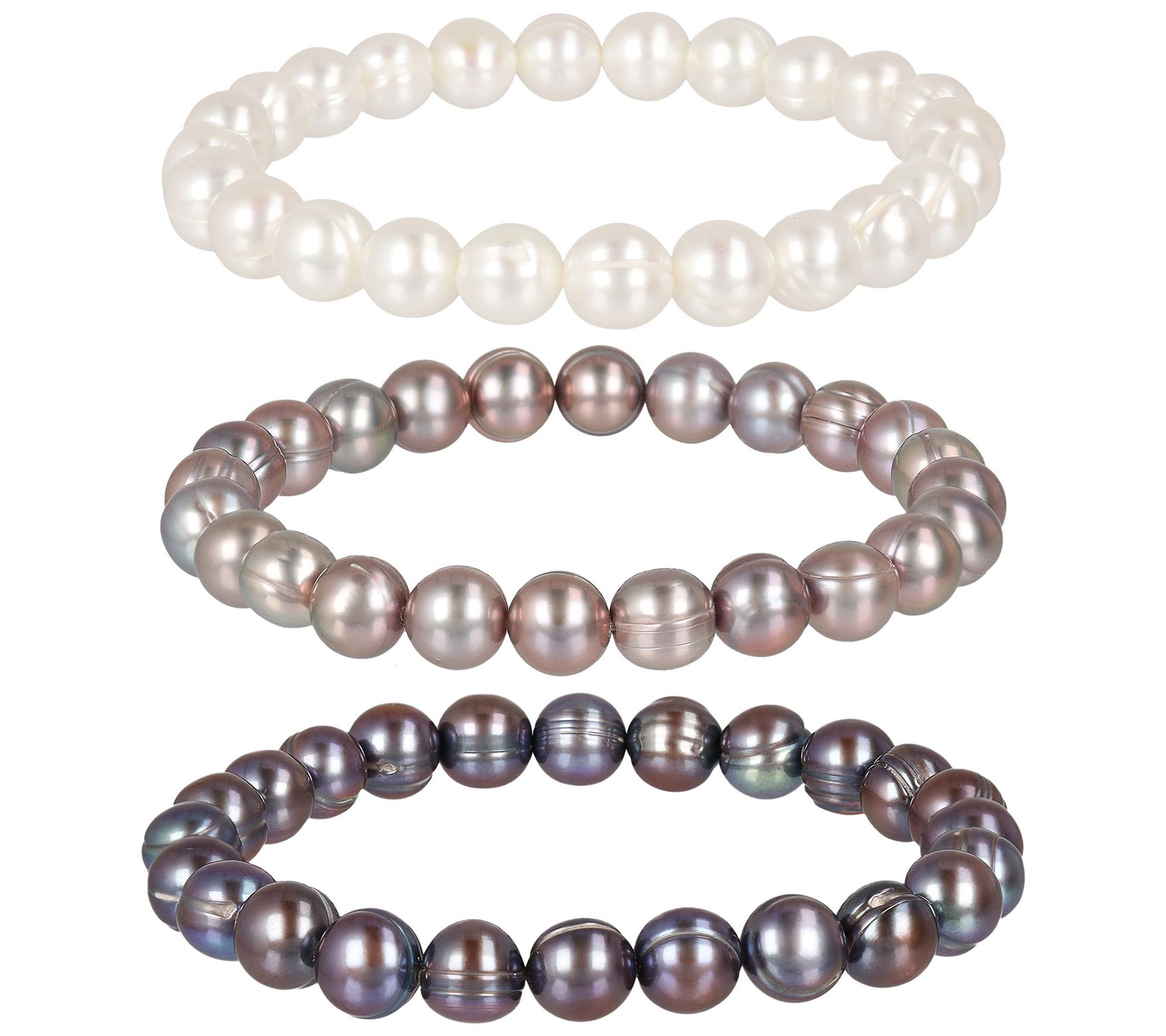 Honora Cultured Multi Color Tones Pearls Stretch Bracelet  7-8 MM 7 Inch 