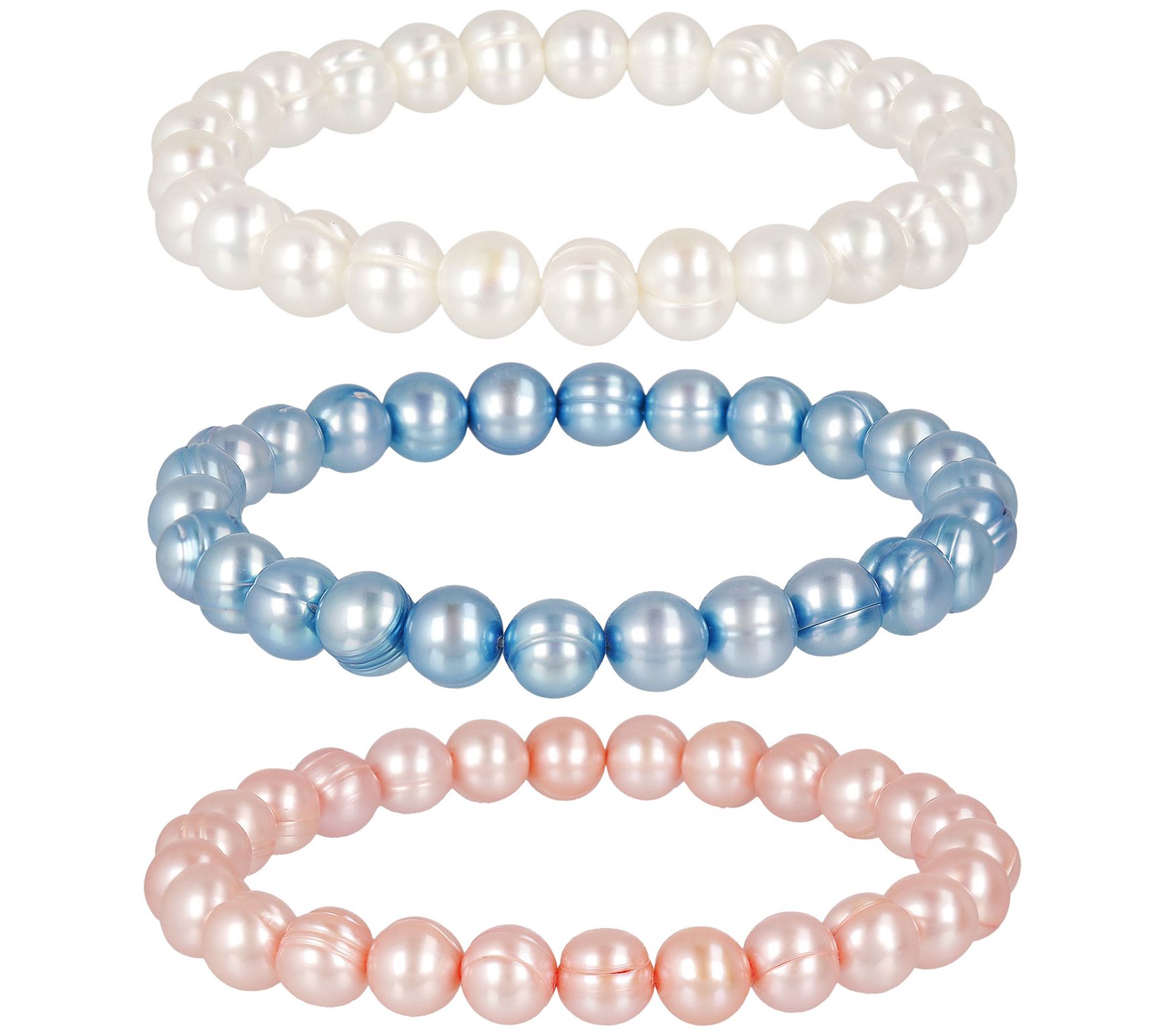 Honora Set of 3 Cultured Pearl Stretch Bracelet s