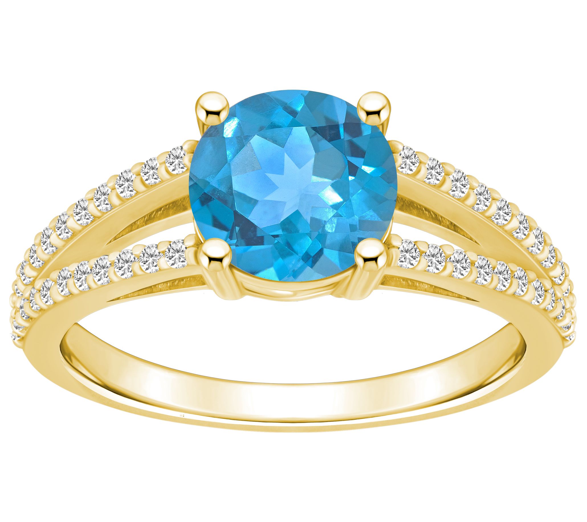 Affinity Gems Round Gemstone & Diamond Ring, 14K Gold