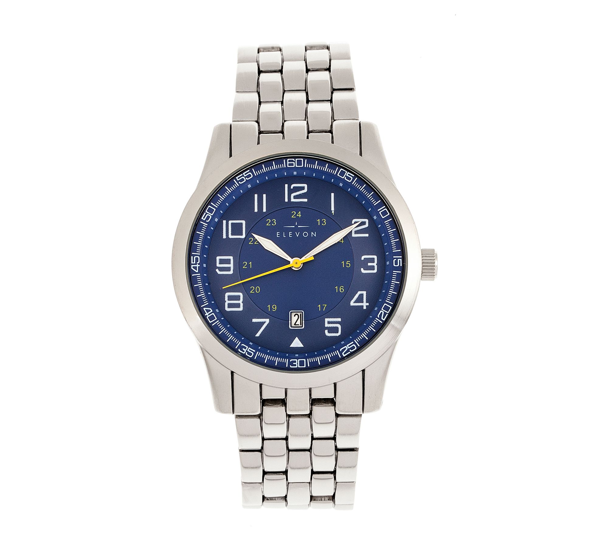 Elevon Men's Garrison Silvertone Blue Dial Watc h
