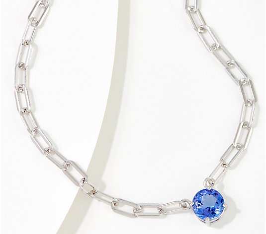 Affinity Gems Round Tanzanite Paperclip Necklace, Sterling Silver