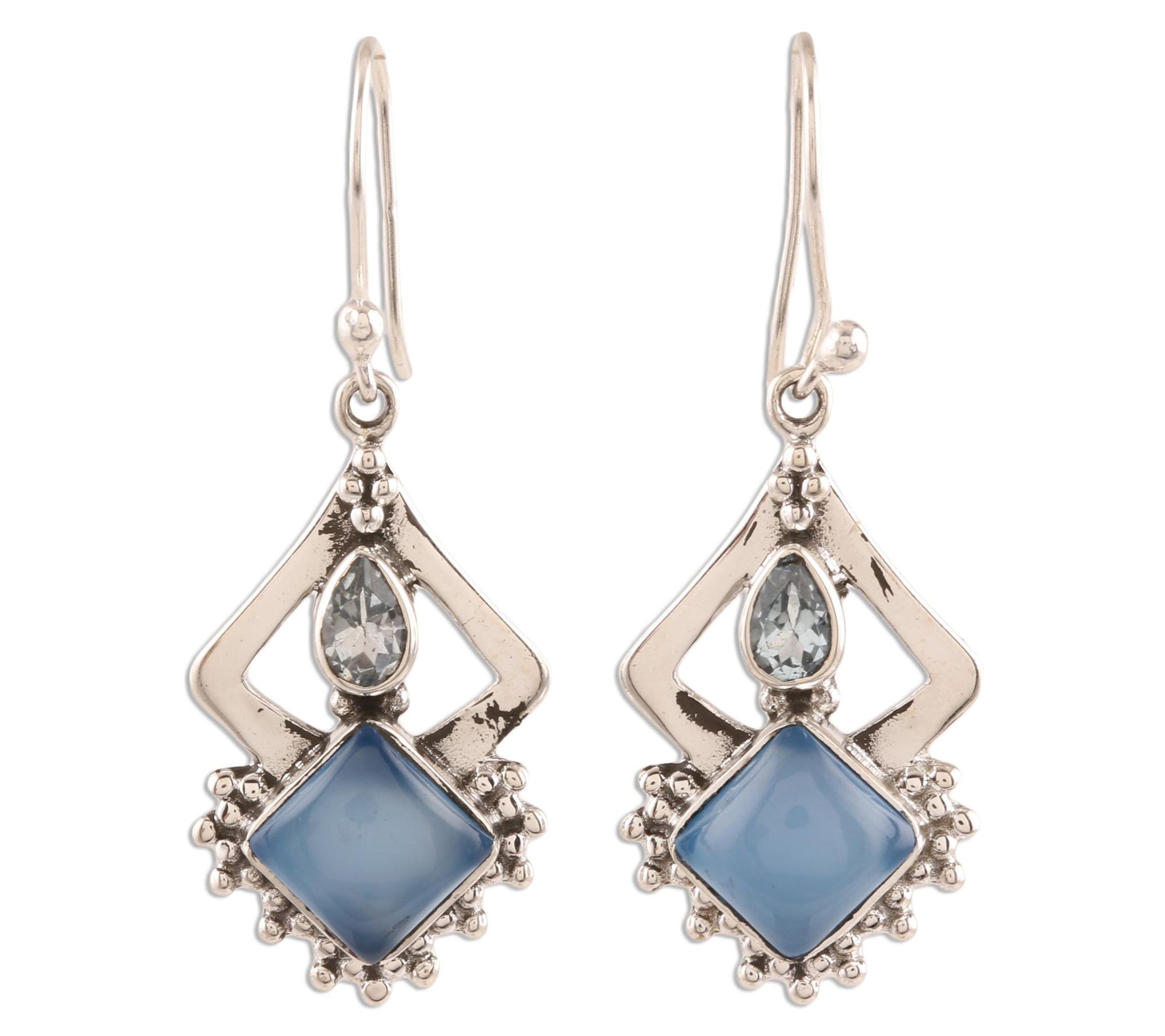 Novica Artisan Crafted Sterling Multigemstone Dangle Earrings