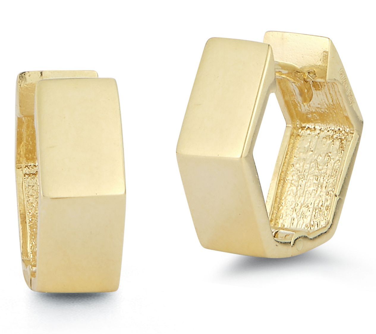 Luminosa Gold Hexagon Huggie Hoop Earrings, 14K