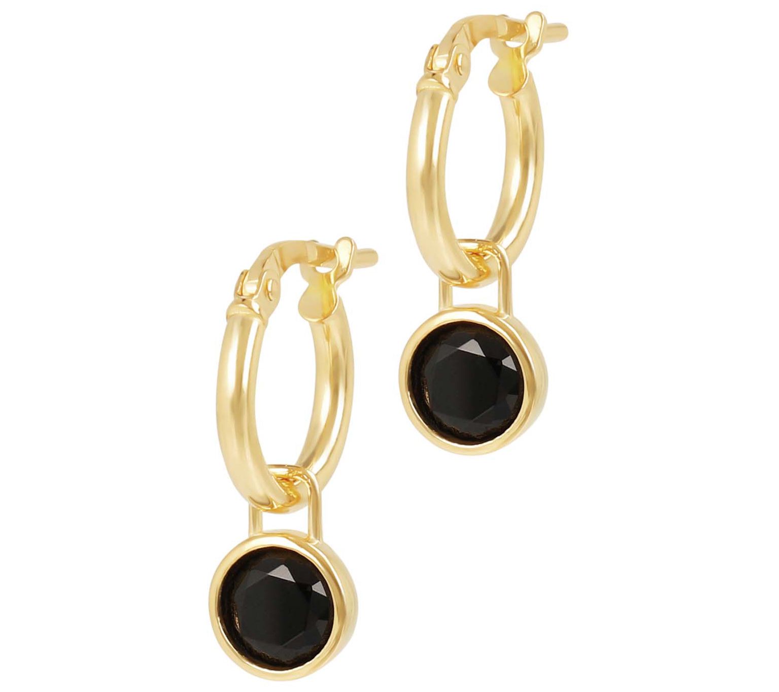 Diamonique 1.70 cttw Dangle Hoop Earrings, 14K Gold Plated