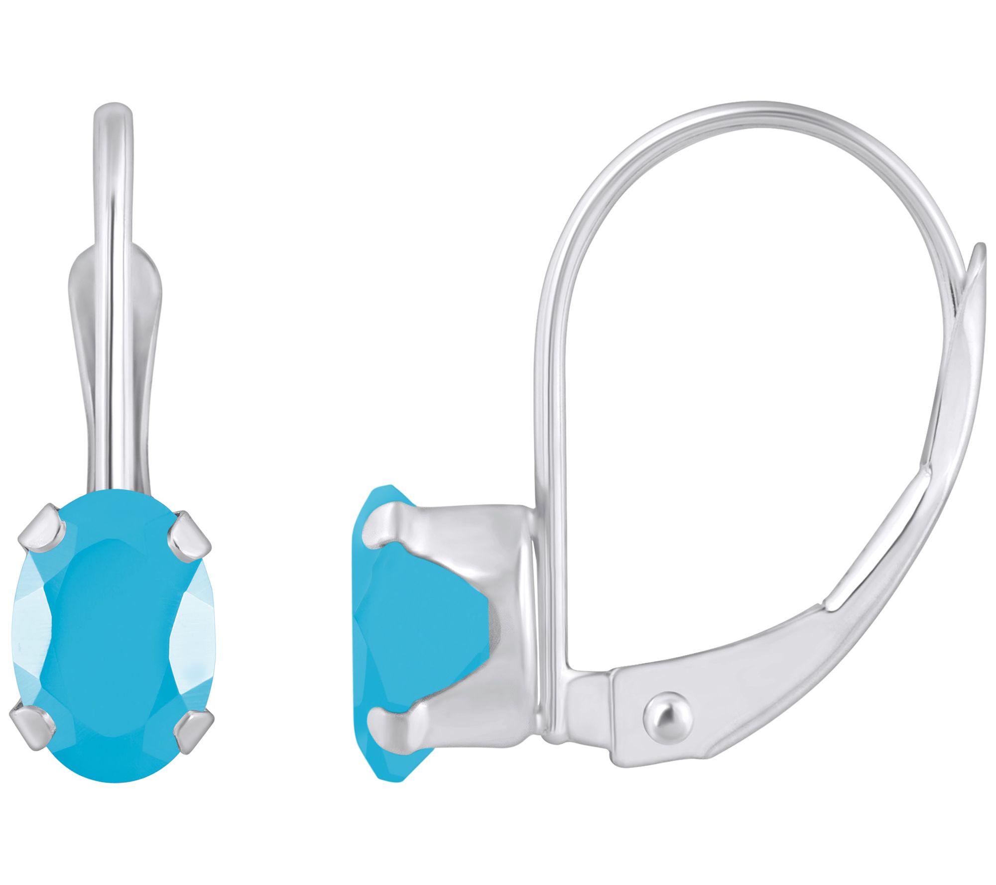 Affinity Gems Oval Turquoise Leverback Earrings, 10K Gold