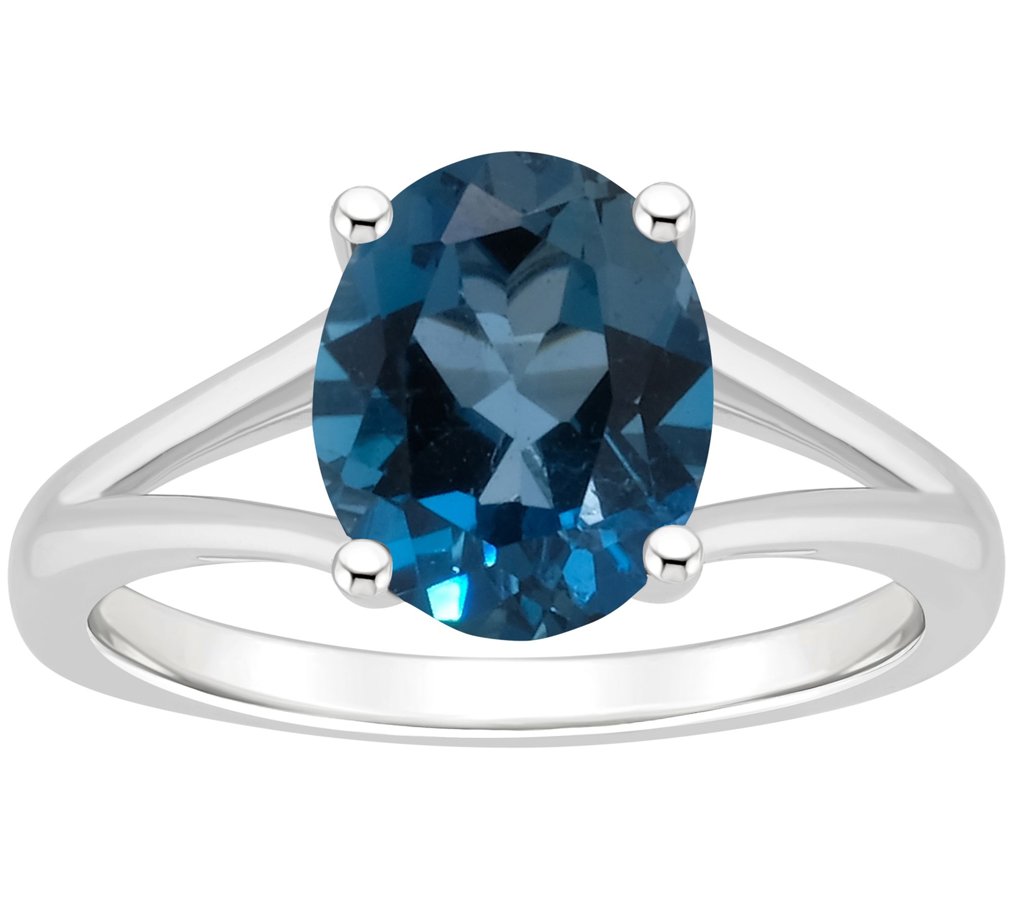 Affinity Gems Oval Blue Topaz Split Shank Ring,Sterling