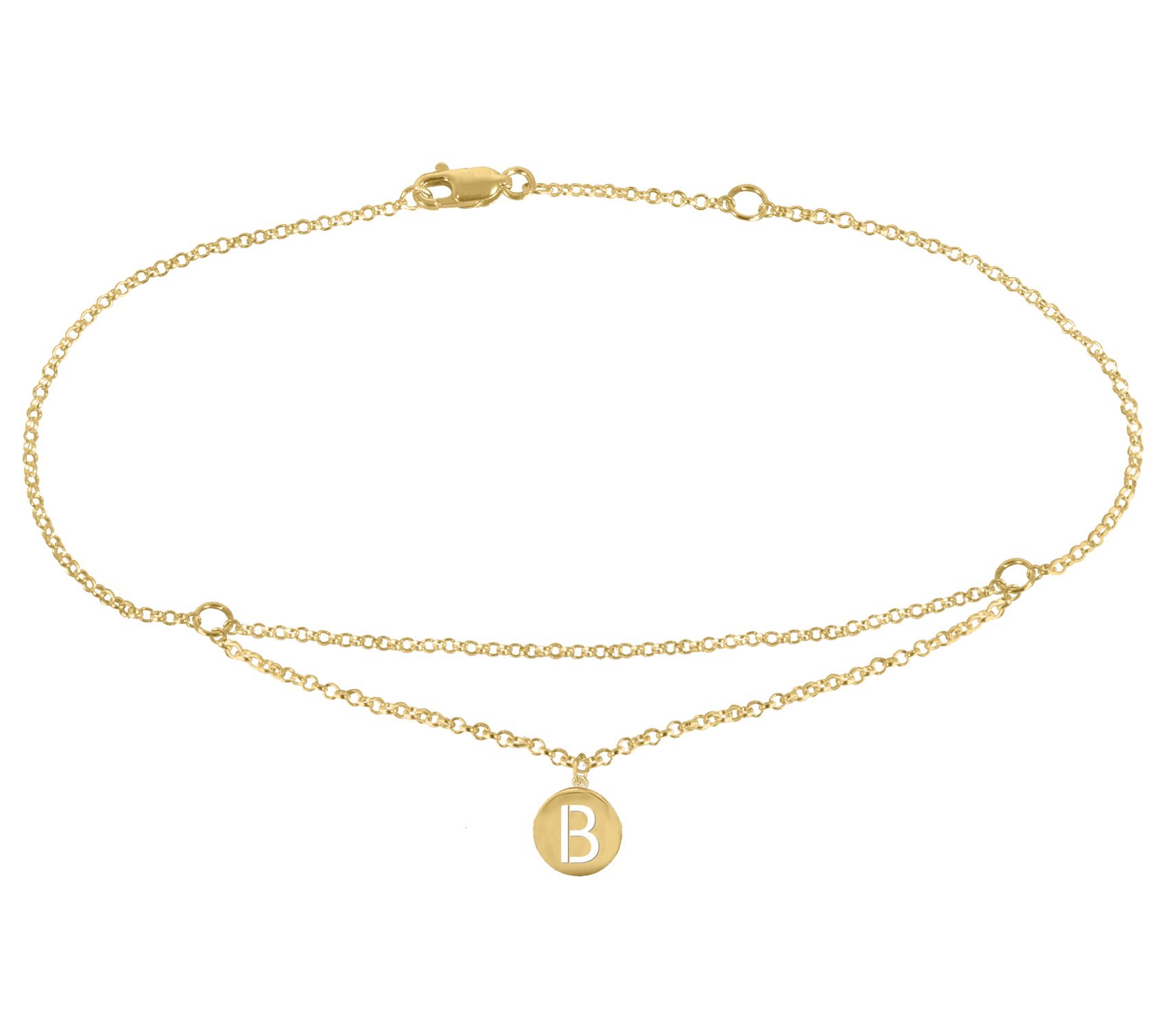Personalized 14K Gold Plated Floating Initial Ankle Bracelet