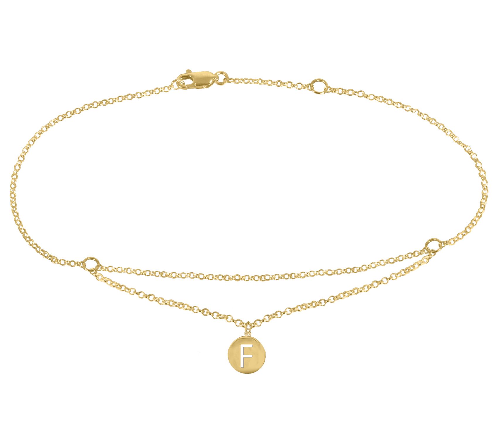 Personalized 14K Gold Plated Floating Initial Ankle Bracelet