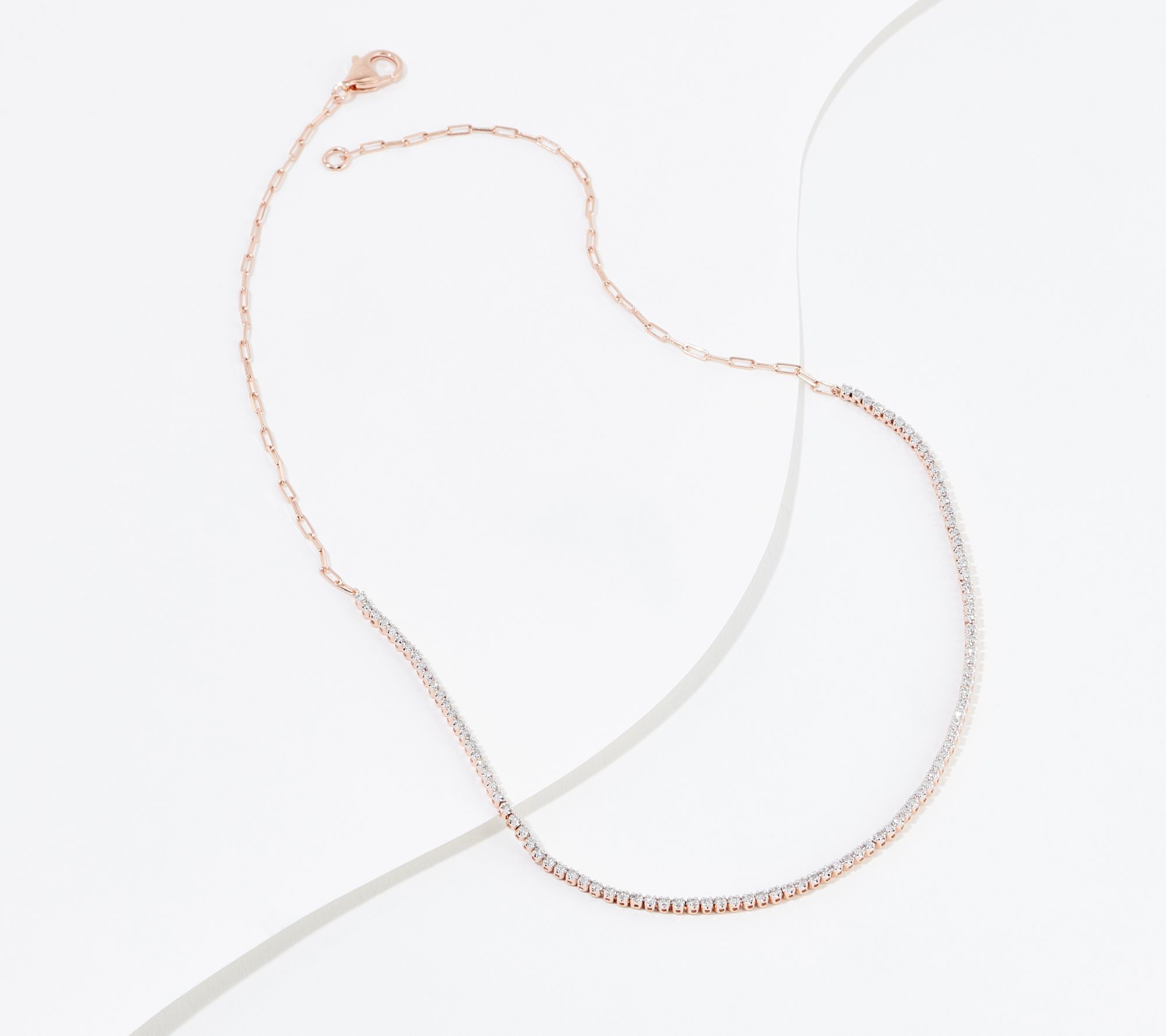 "As Is"Affinity Diamond Half Tennis Necklace Sterling Silver